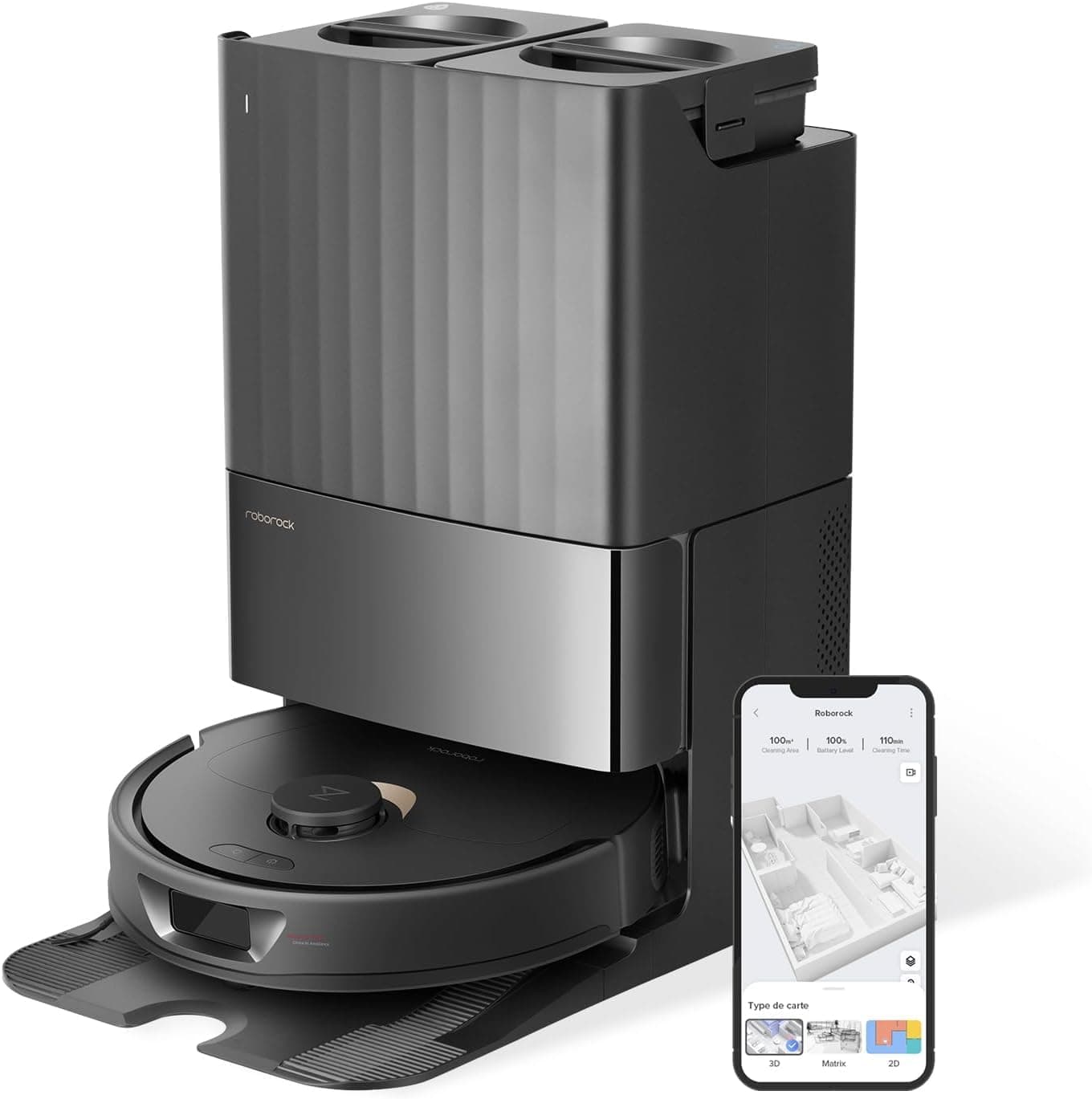 roborock Qrevo Robot Vacuum Cleaner with Station, Automatic Functions Emptying, Washing, Drying, Station Cleaning, Filling, 5500 Pa, Double Rotary Mop, 3D Mapping