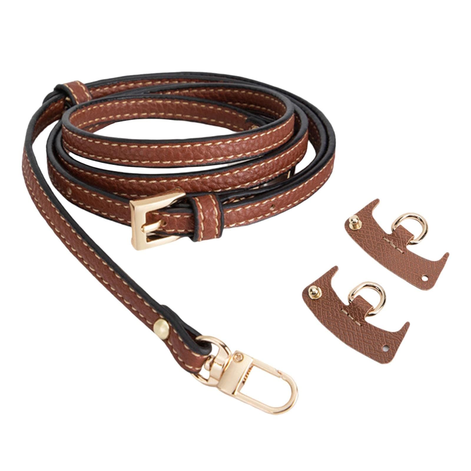 Kowaku Adjustable Strap Without Punching Buckle Shoulder Bag Strap for Mini Handbag Briefcase Purse, StyleA Brown