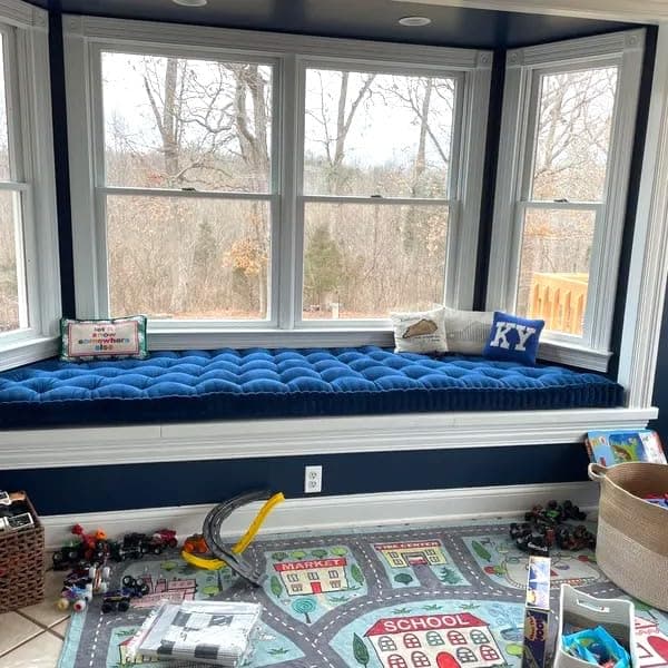 Quilt Cotton Khadhi Bed Mattress, 72x30x5 Inches, Quilted Foldable Floor Single Bed (Canvas Navy Blue Box Floor Mattress)