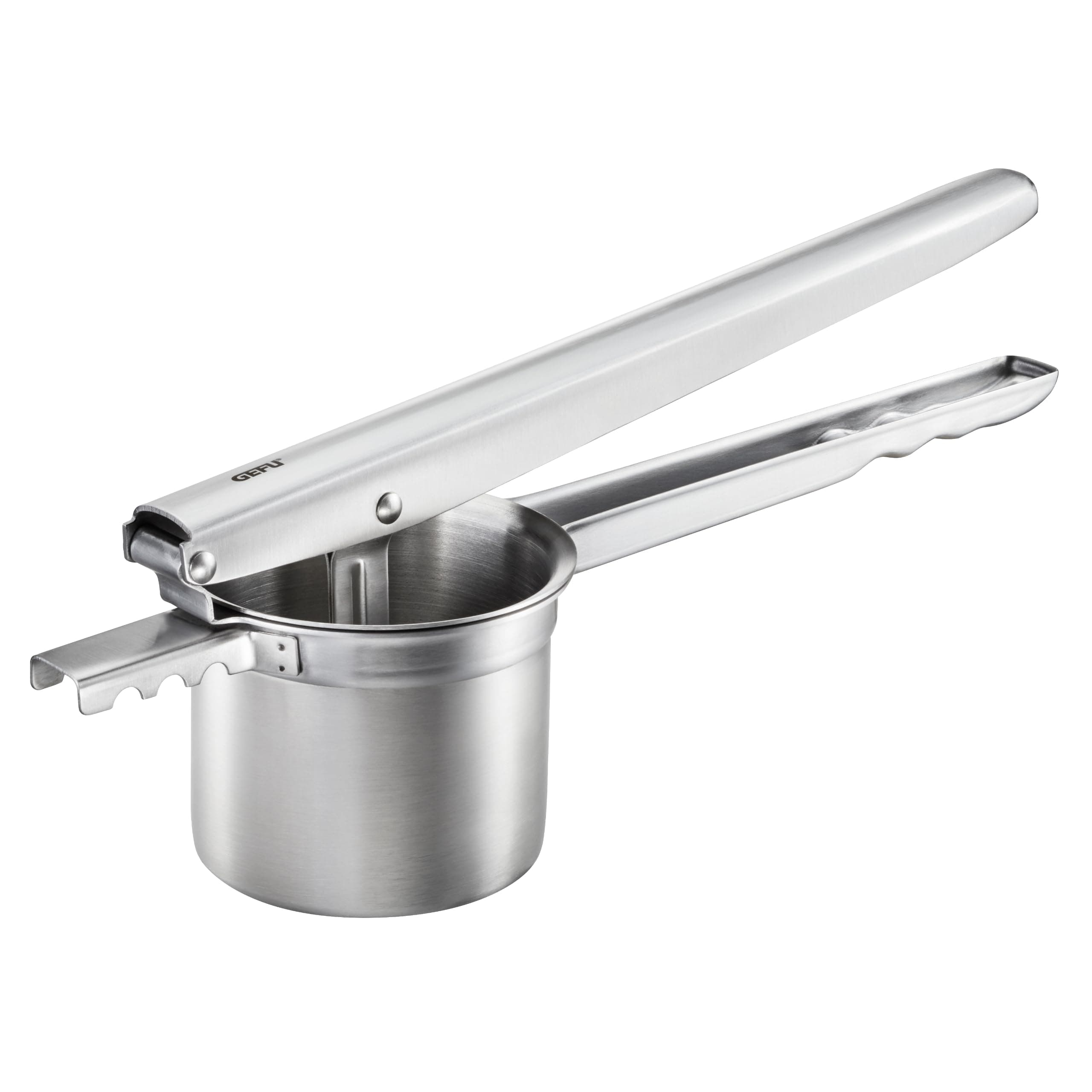 GEFU Prenso Potato, Juice and Spaetzle Press for Fine Mashed Potatoes, Homemade Spaetzle and Spaghetti Ice Cream, Fruit Press, Stainless Steel