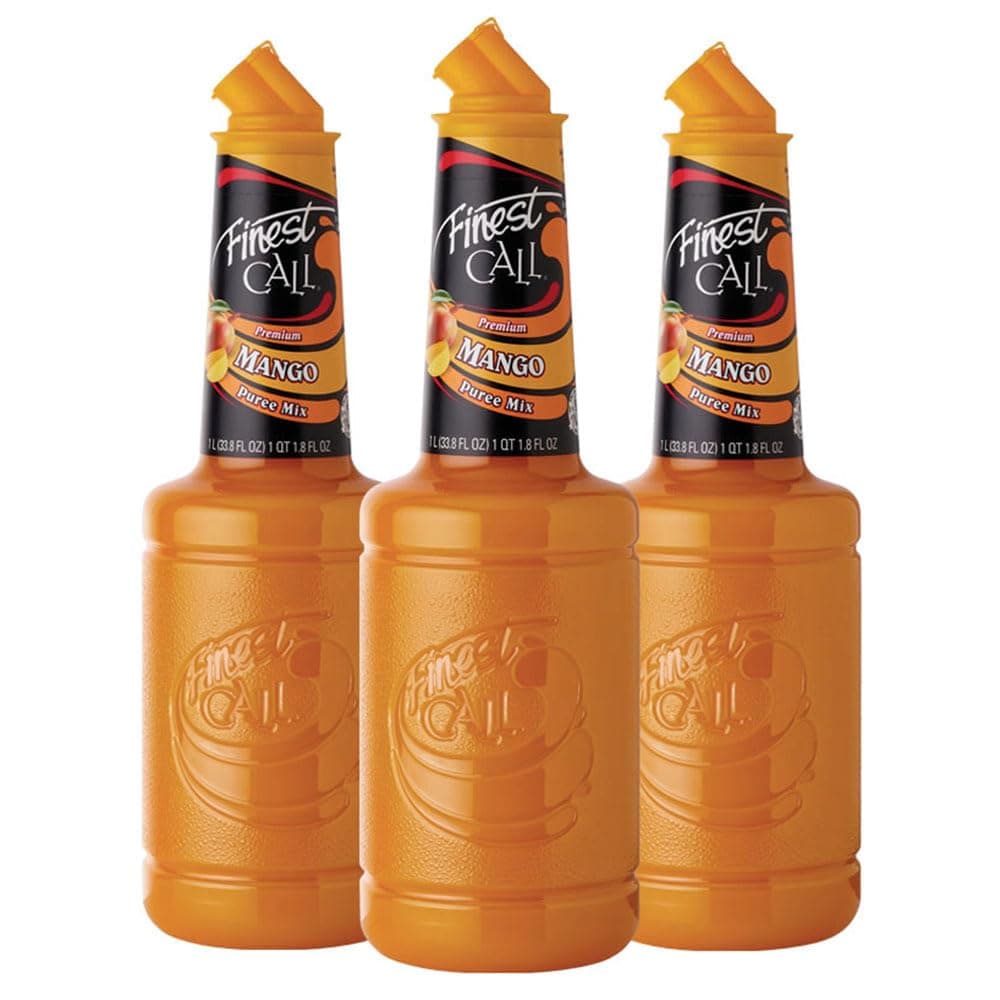 Premium Mango Fruit Puree Drink Mix, 1 Liter Bottle (33.8 Fl Oz) (Pack of 3)