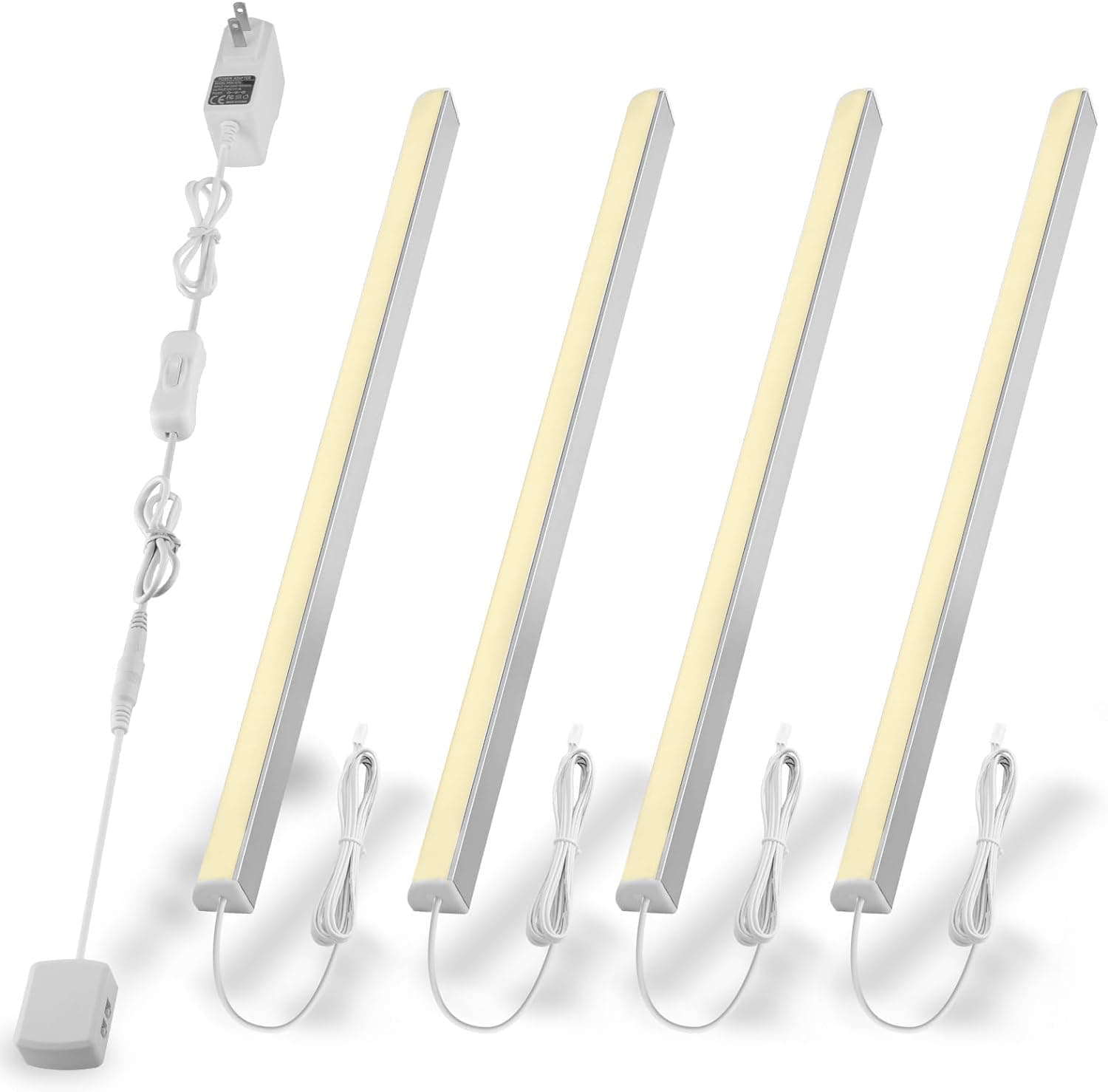 Cefrank V Shape Cabinet Lights, Warm White 4X 12 Inches V-Shape LED Light Bars - 1200lm 12W - Warm White 3000K