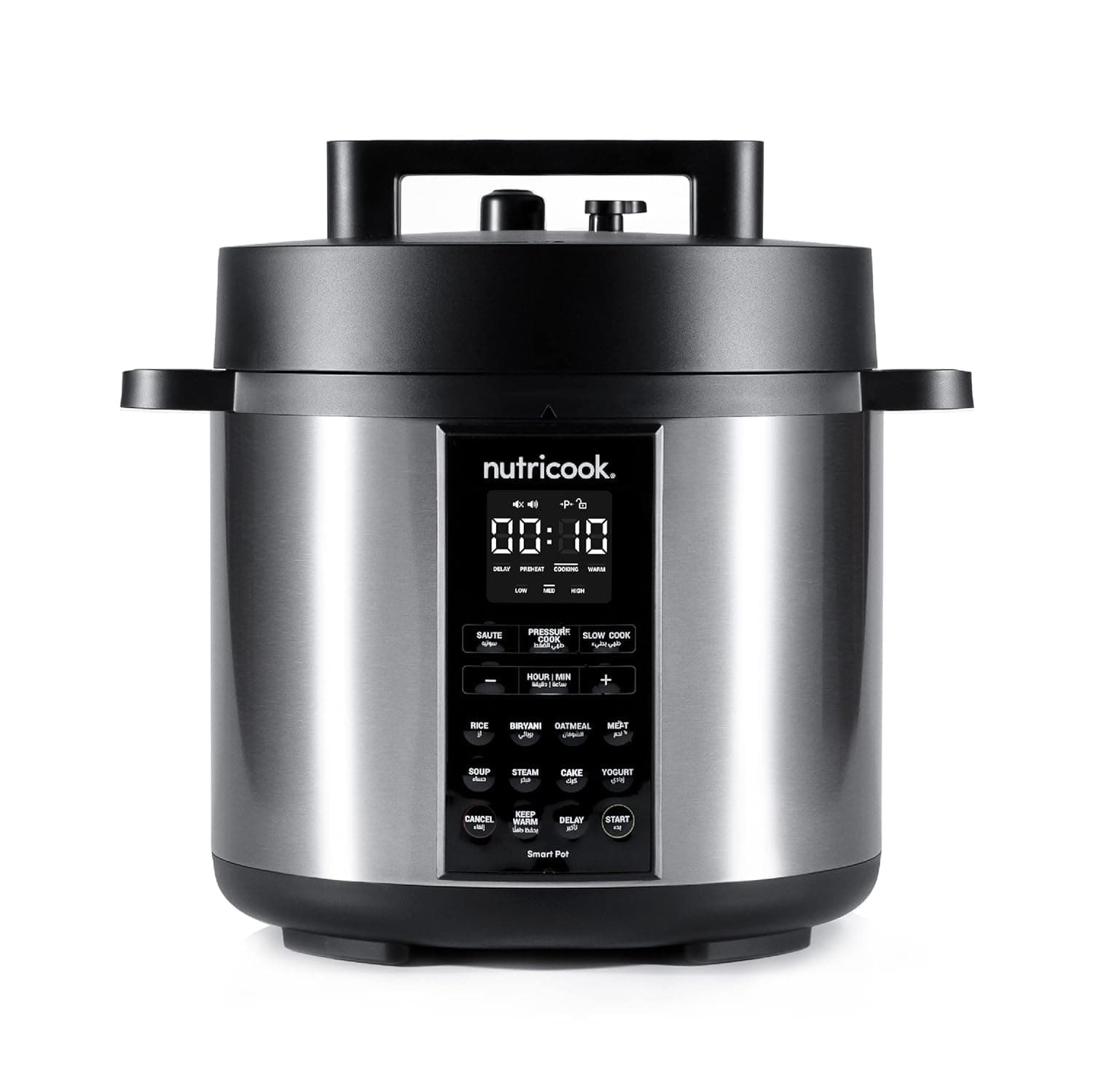 Nutricook Smart Pot 2 1000 Watts 9 In 1 Electric Pressure Cooker, 12 Smart Programs, 2 Years Warranty, Silver, 6 Liter, SP204A