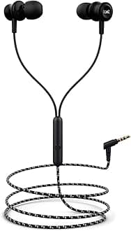 BassHeads 152 with HD Sound, in-line mic, Dual ToneSecure Braided Cable & 3.5mm Angled Jack Wired Earphones. (Black)