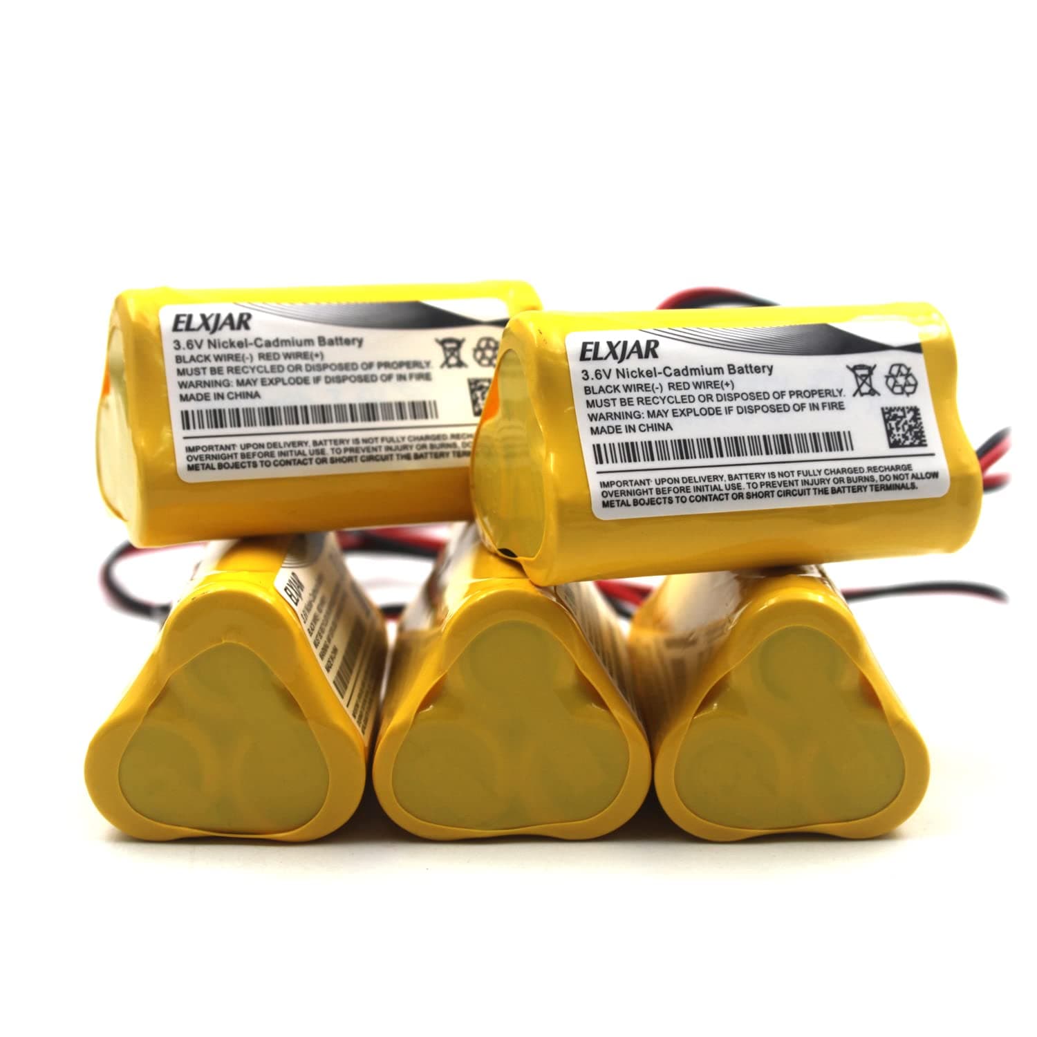 elxjar (5-Pack) 3.6V 800mAh Ni-CD AA Battery Replacement for Exitronix 10010037 Max Power B2-0031 Unitech LEDR-1 6200RP Dantona CUSTOM-318 Lowes 253799 Exit Sign Emergency Light