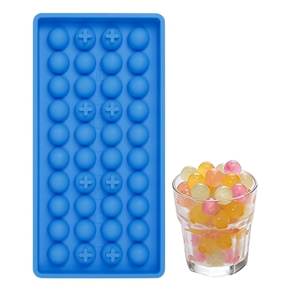 Casa Bonita Easy Pop Out 40 Mini Ice Cube Tray Soft Silicone Non Stick Perfect For Party BBQ Garden FDA Approved (Round)