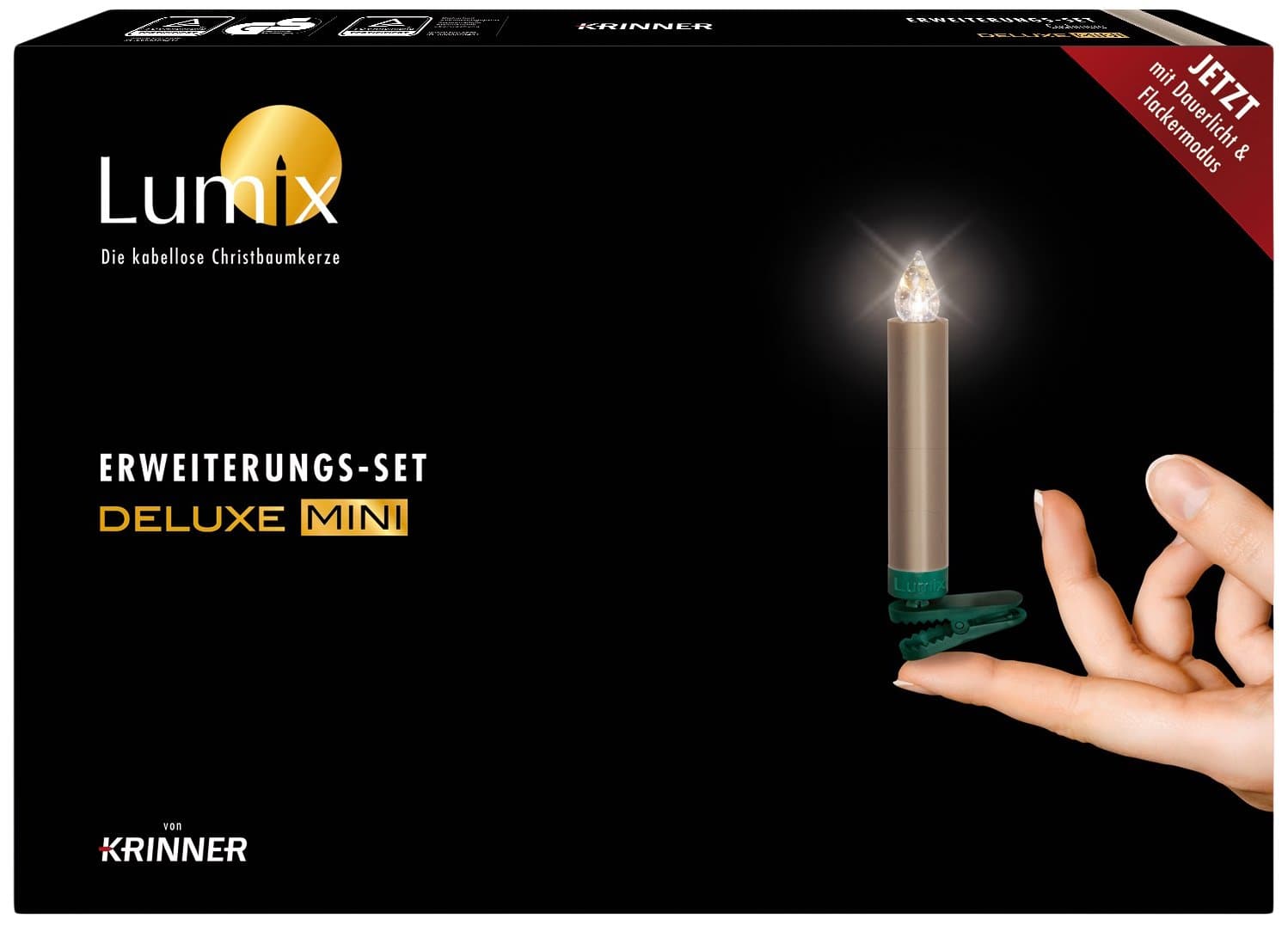 Lumix Deluxe Mini, Wireless LED, Mini Christmas Tree Candles, Extension Set with 7 Candles, 5 x dimmable, Flickering Mode, Cashmere, Item 75355
