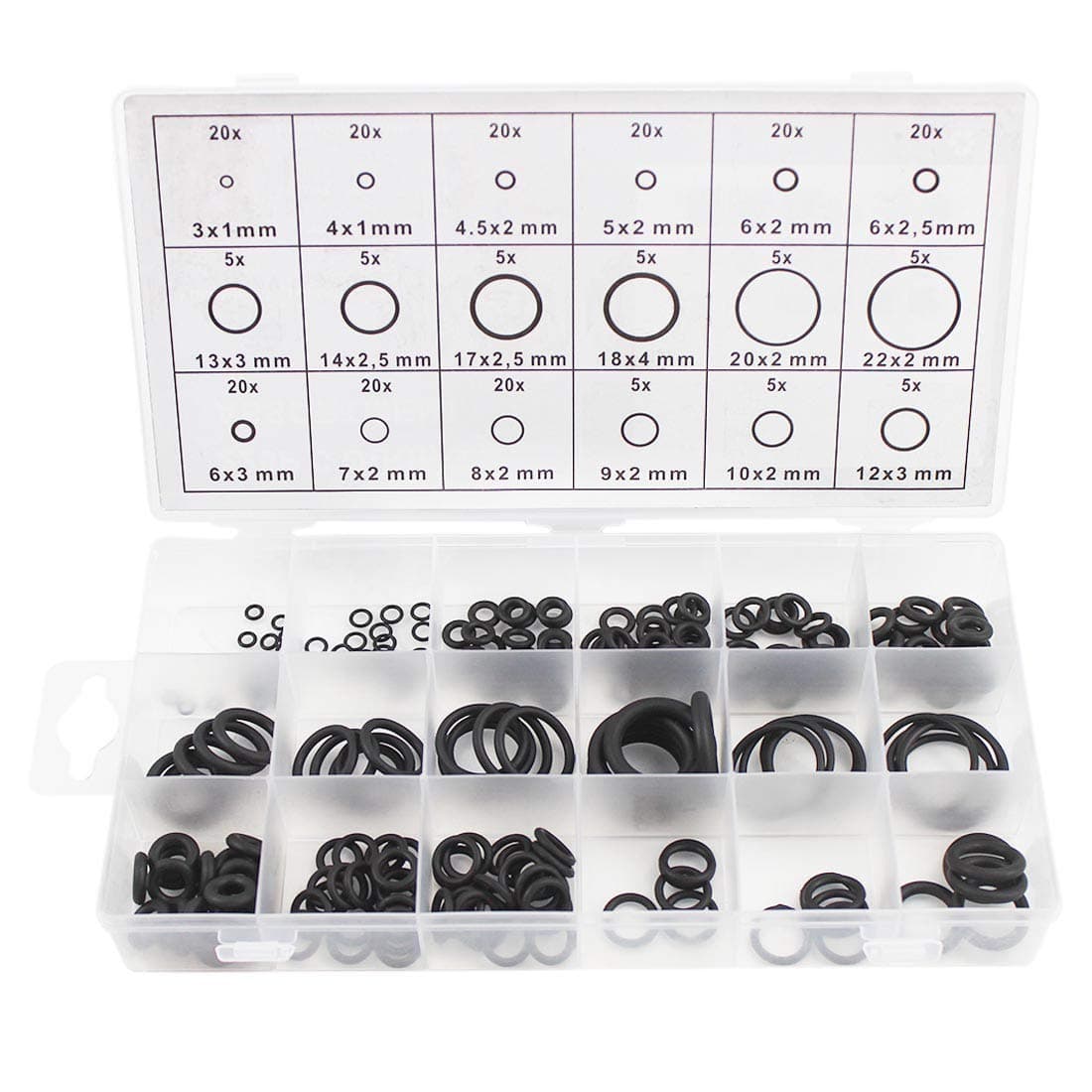 O-Ring Assortment Kit 225 Pieces, COPACHI Rubber O Rings Seal Kit Grommets Heavy Duty Professional for A/C Automoti.