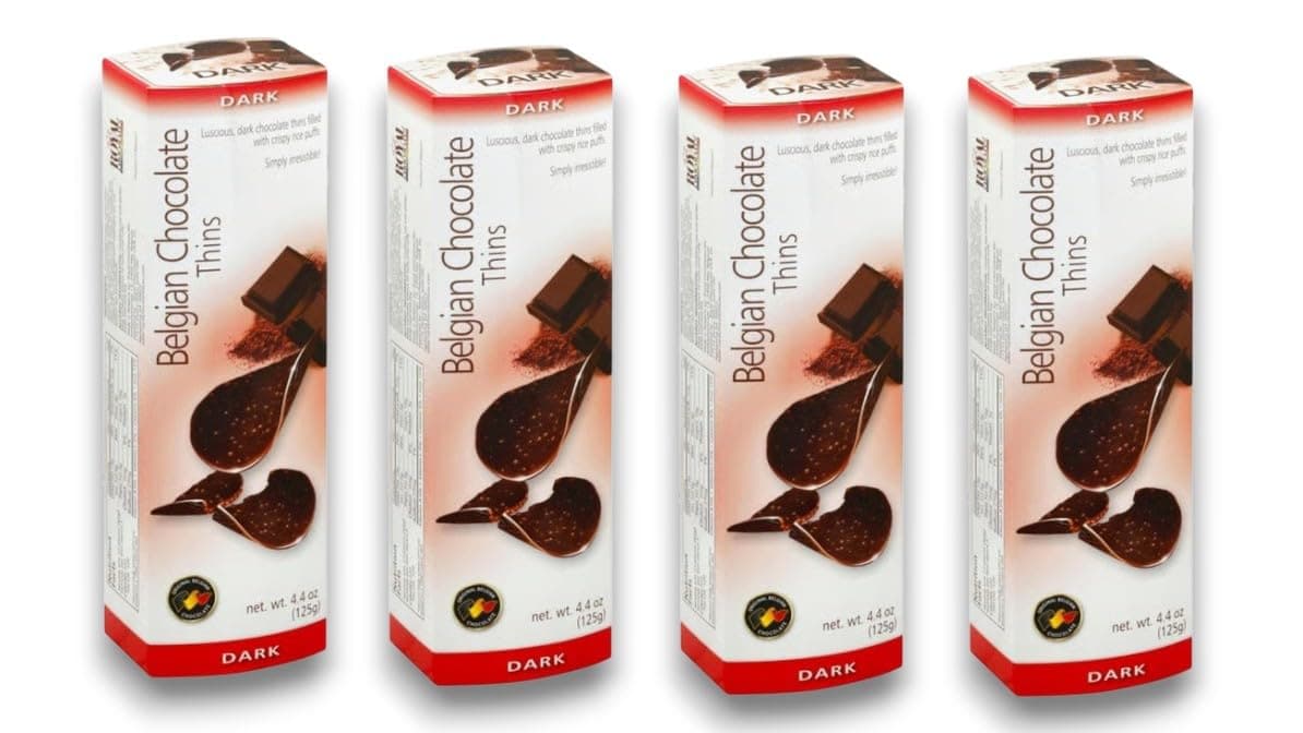 Royal Chocolates, Belgian Chocolate Thins, Dark, 4.4 Ounce