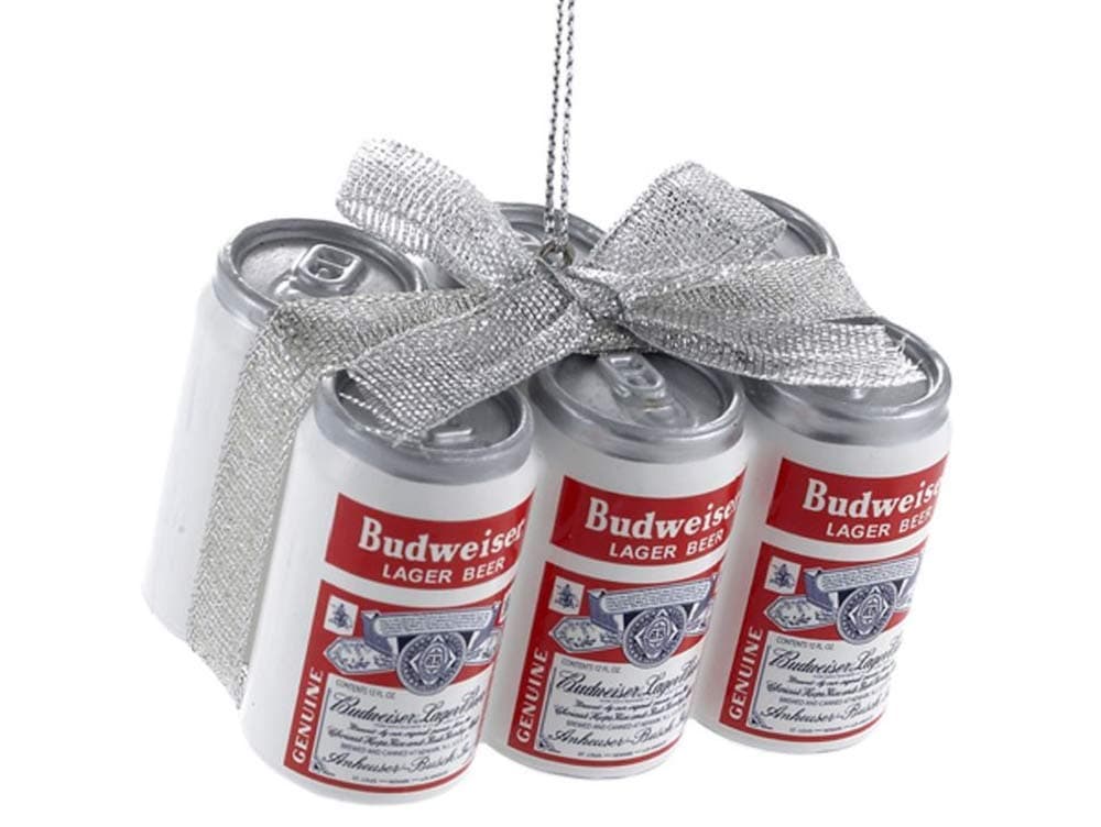 Budweiser Vintage Can 6 Pack with Bow Ornament AB1151 New for Christmas