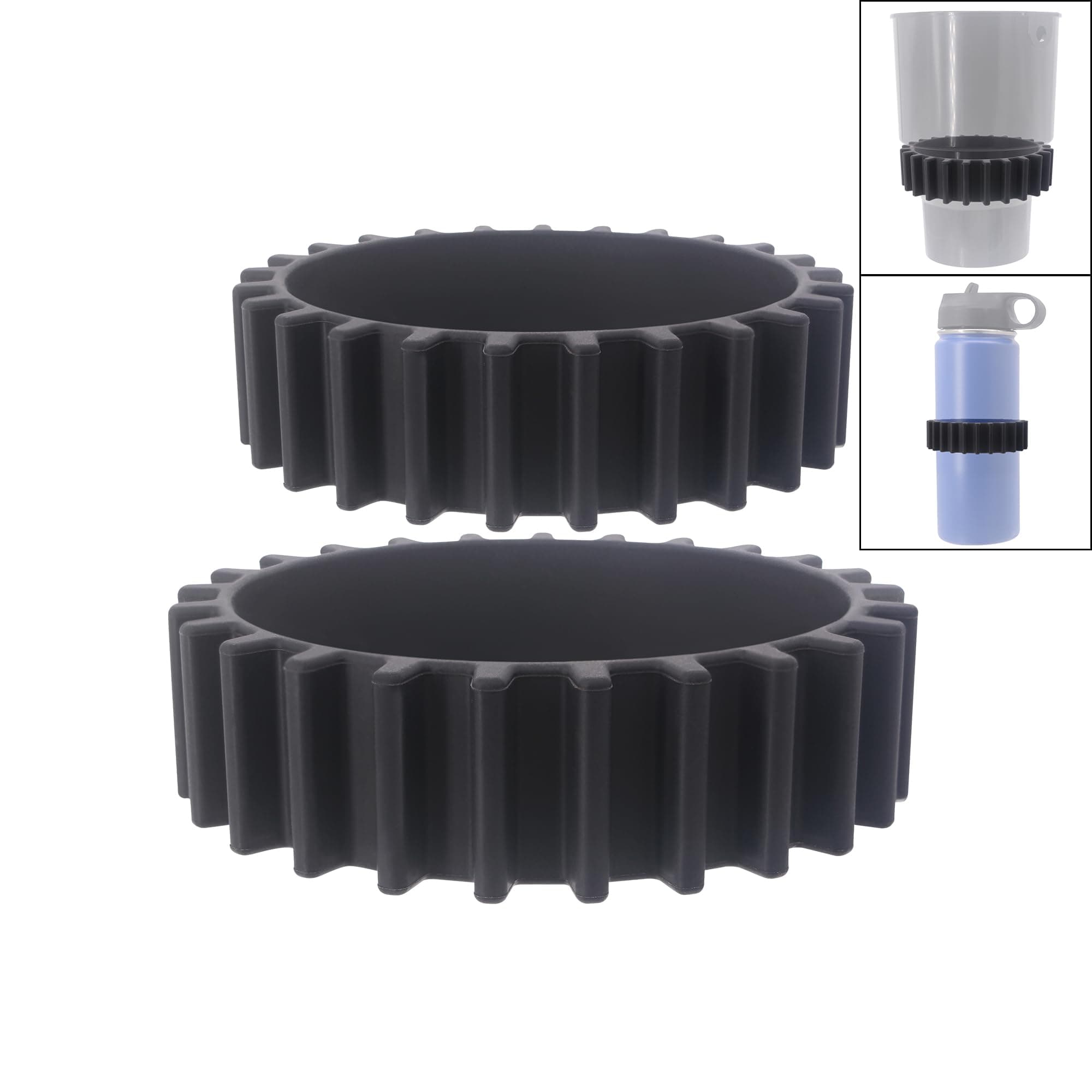 Car Cup Holder Cup Keeper Beverage Bands - Silicone Elastic Car Cup Holder Gap Filler Compatible with Yeti Ramblers Hydro Flasks Most 12-46oz Bottles Soda Cans Cup Expander (2 Pack)