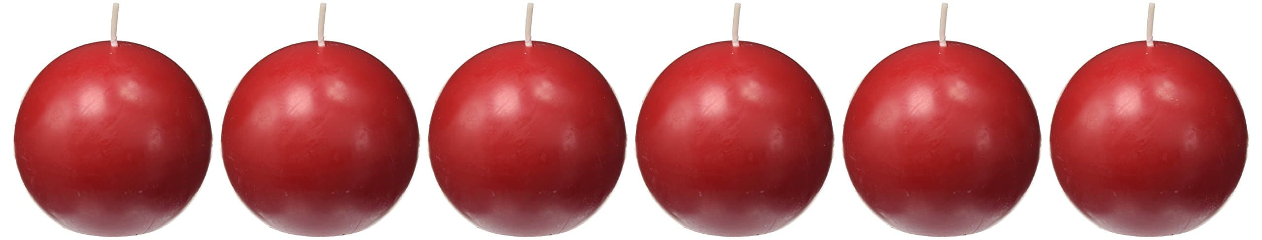 6-Piece Ball Candles, 3-Inch, Red