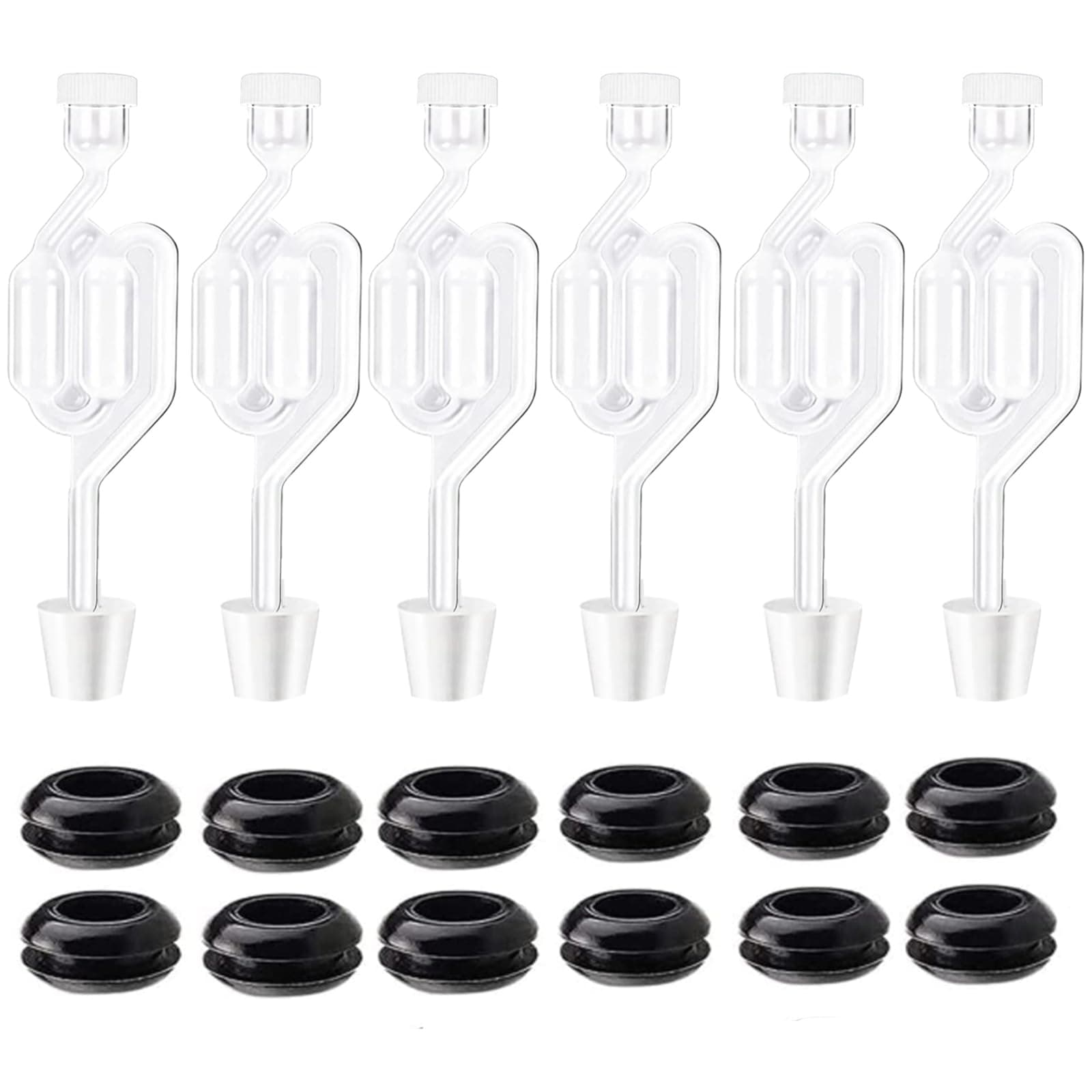 Airlocks for Fermenting 6 Pack,Fermentation Airlock Set Brewing Bubble Airlock for Fermentaiton Lids Jar Carboy Bung Newly High Transparency