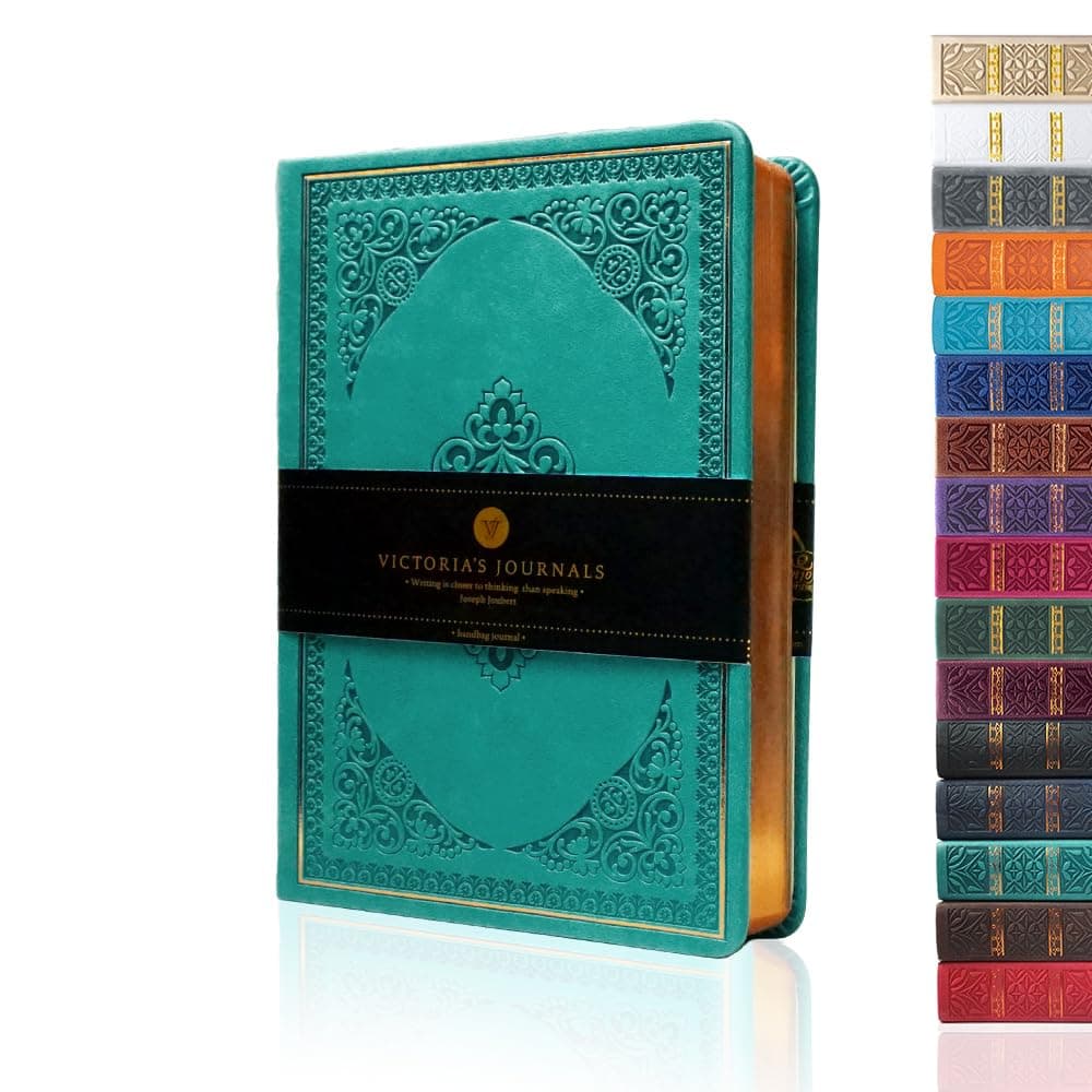 Leatherette Vintage Journal Hard Cover Lined Notebook Old Looking Travel Pocket Diary, Mini B6 Size 4.7'' x 6.5''