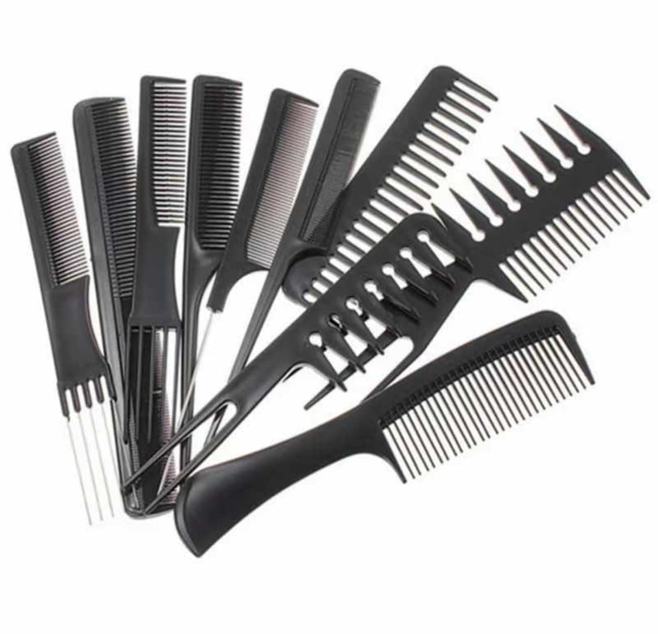 Generic Salon Hair Styling Kit, 10 Piece, Professional Combs and Brushes for Cutting, Styling, and Massage