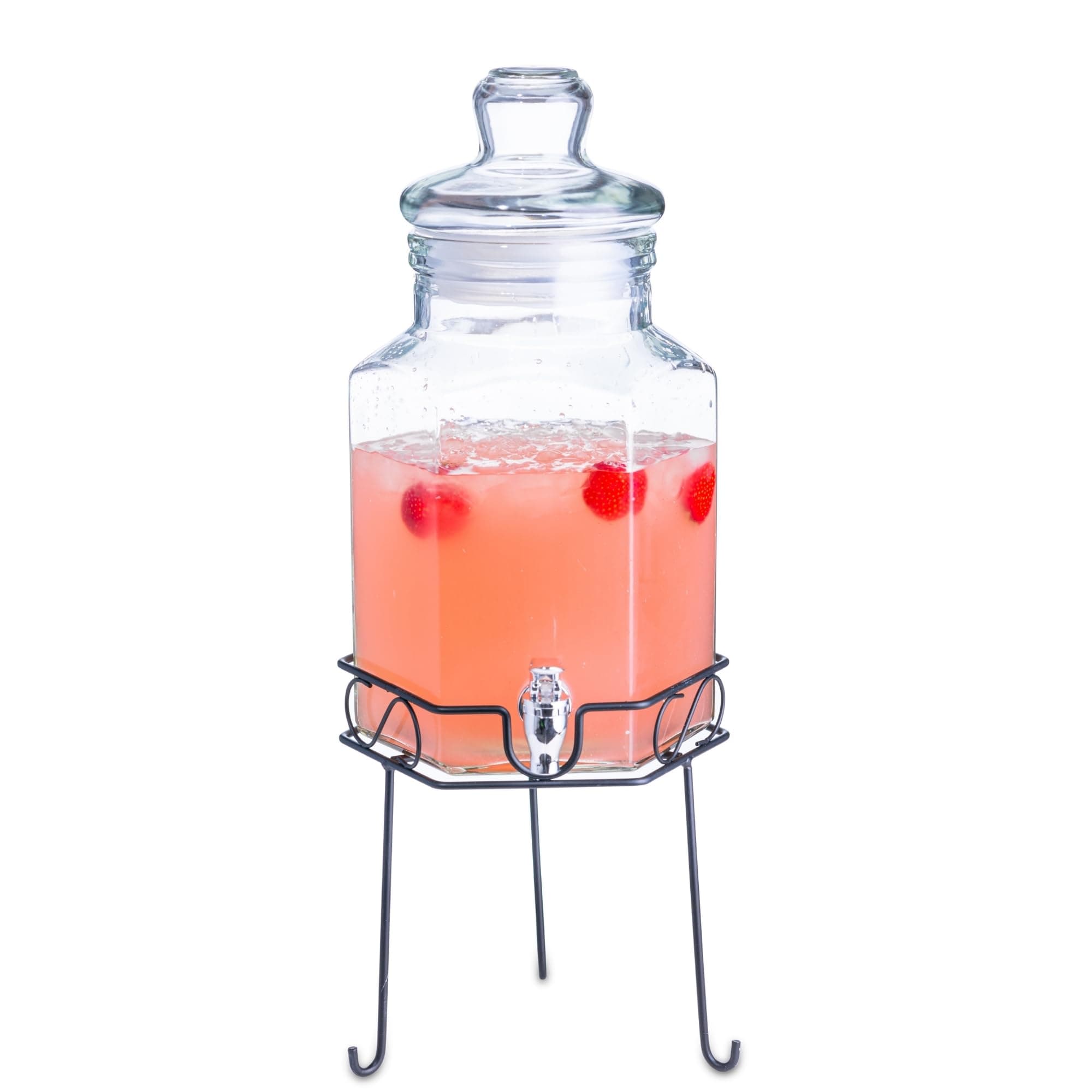 Hexagonal Glass Drinks Dispenser with Stand 197oz / 5.6ltr - Vintage Beverage Dispensers