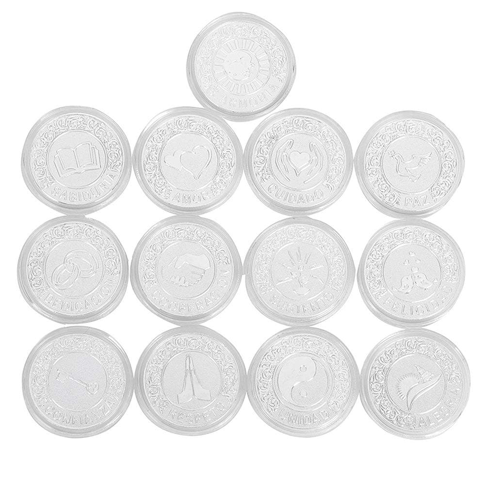 TINGKU Spanish Silver Arras de Boda Plata Wedding Arras Unity Coins Set Wedding Ceremony Accessories for Brides with Box