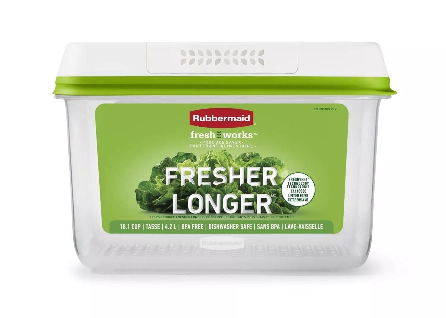 FreshWorks Saver, Large Produce Storage Container, 18.1-Cup, Clear