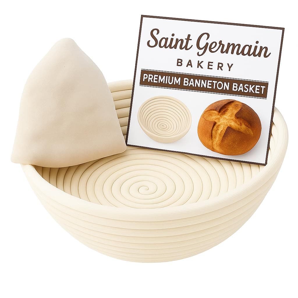 Premium Round Bread Banneton Basket with Liner - Perfect Brotform Proofing Basket for Making Beautiful Bread (8 inch)
