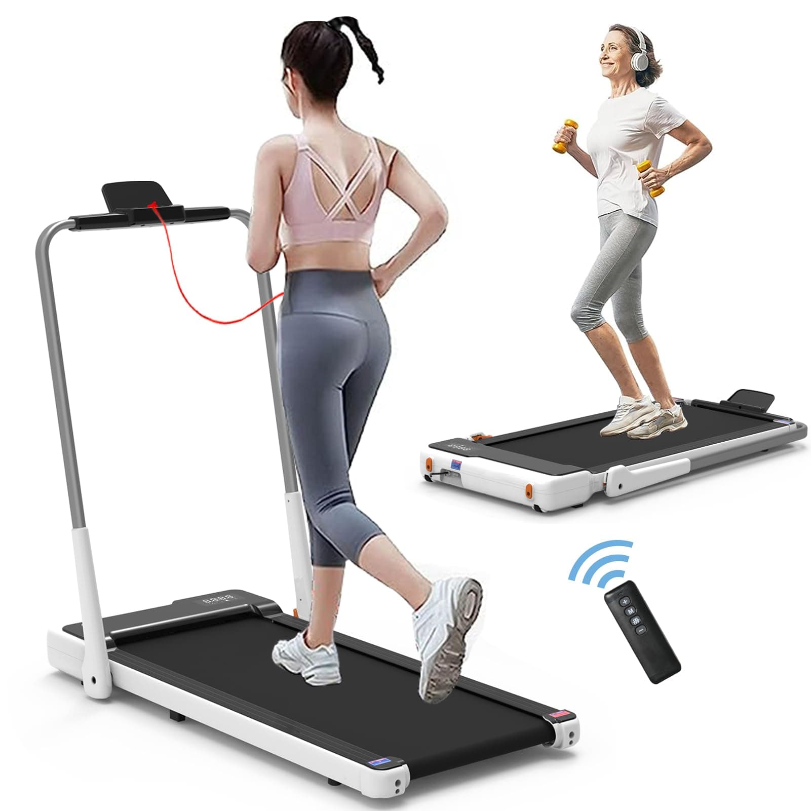 TDOO 3.5HP Folding Under Desk Treadmill With Safety Lock, Walking Pad for Home/Office, Walking Treadmill, Walking Jogging Machine Max 220lbs, 42cm Wide Running Belt,Remote Control LED Display