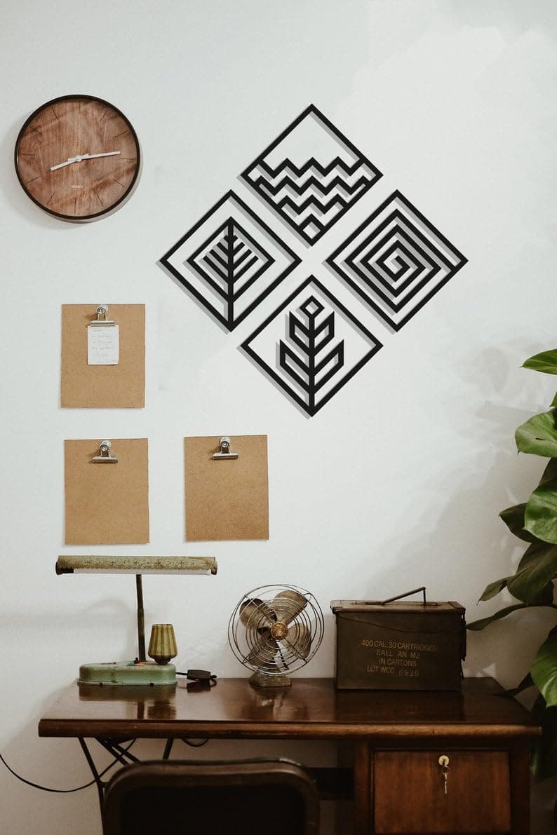 Lippan � Home Decor Fractal Four Elements Wood Wall Art Set