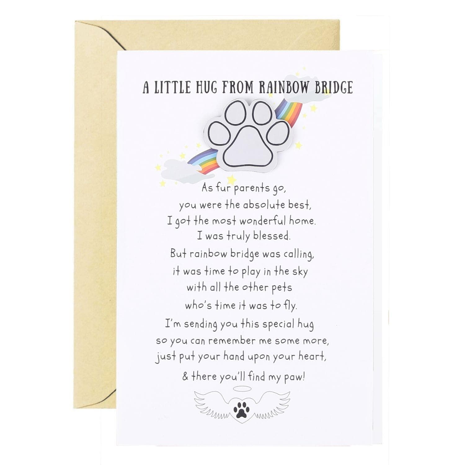 Pocket Hug | Pet Loss | Rainbow Bridge | Keepsake | Send A Hug Gift | Paw Print on my Heart | Death of a Pet | Sympathy Card | Condolences