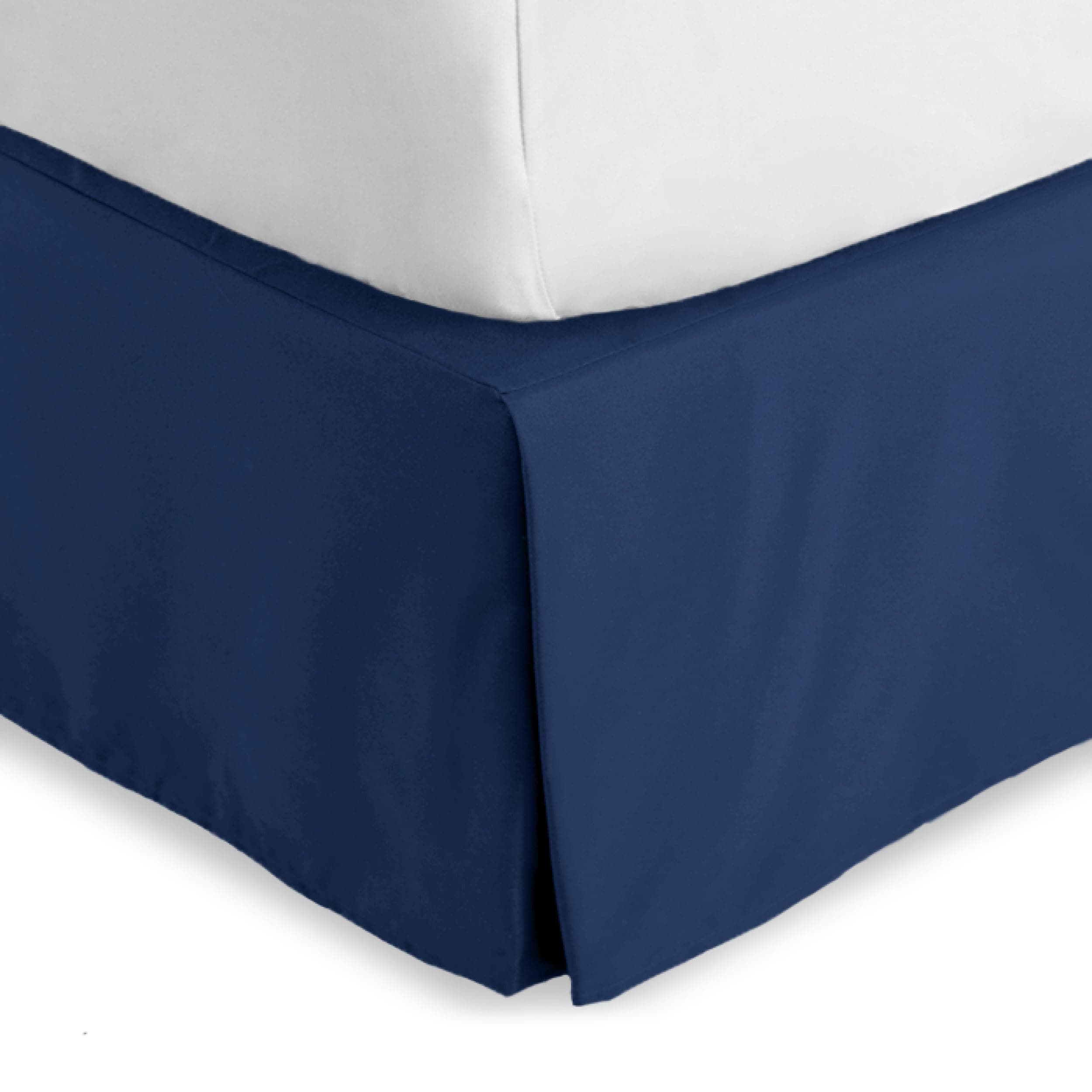 Bare Home King Bed Skirt - 15-Inch Tailored Drop Easy Fit - Bed Skirt for Beds - Center & Corner Pleats (King, Dark Blue)