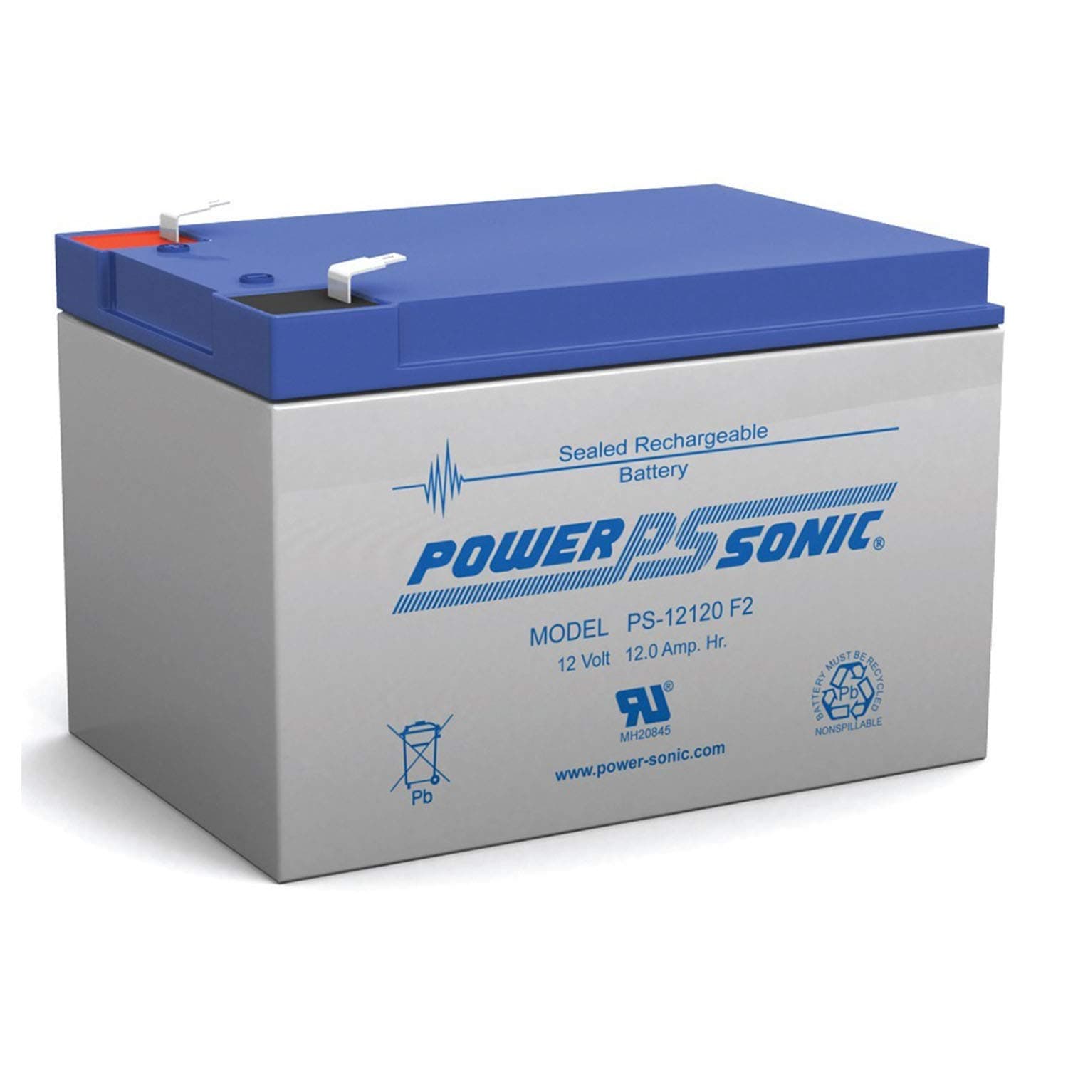 Powersonic PS-12120F2-12 Volt/12 Amp Hour Sealed Lead Acid Battery with F2 Terminals