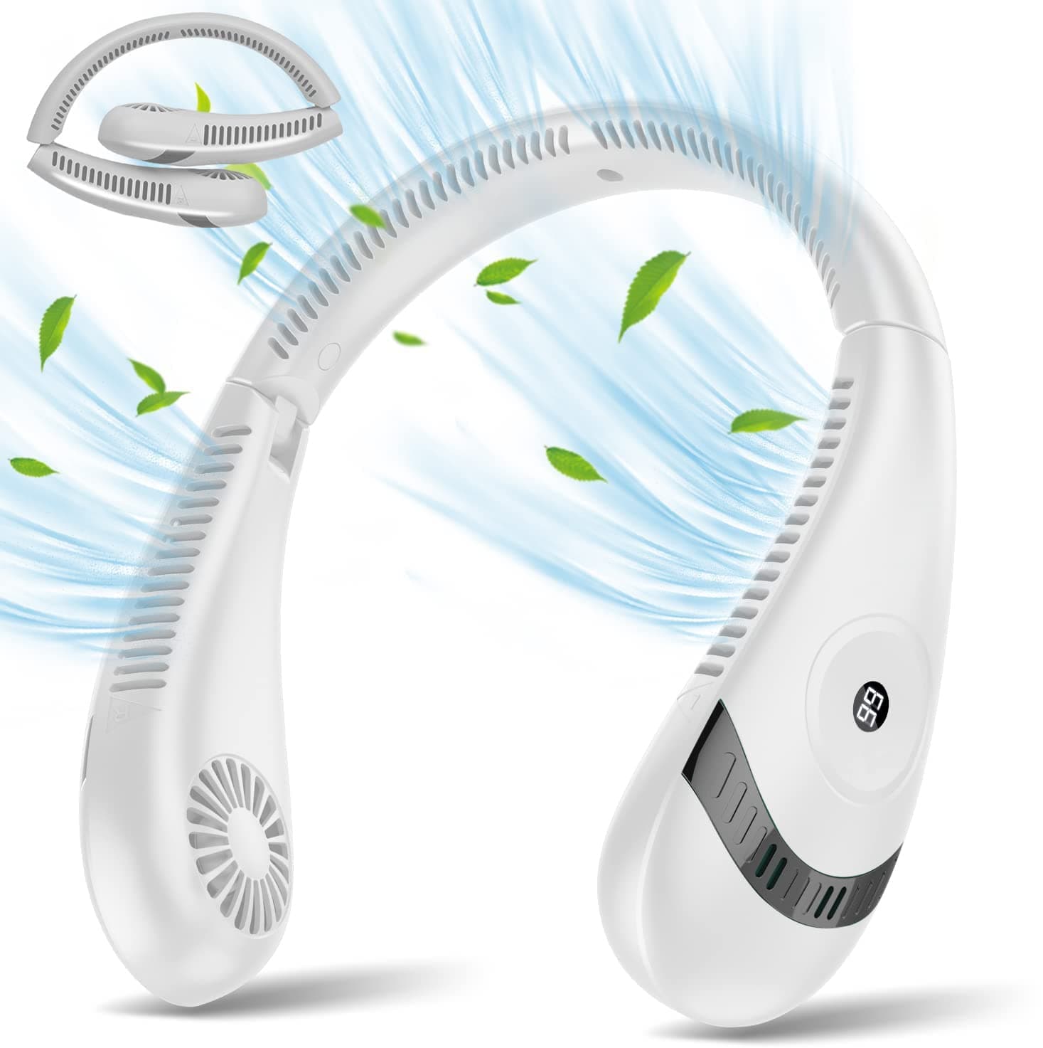 CUIFULIPortable Neck Fan Rechargeable, 5000mAh Battery Face Fan, Foldable Mini Fan Bladeless Neck Fan with 360° Airflow, Personal Fan for Outdoor and Indoor, 3 Speeds Adjustment, nexk fan neckfan