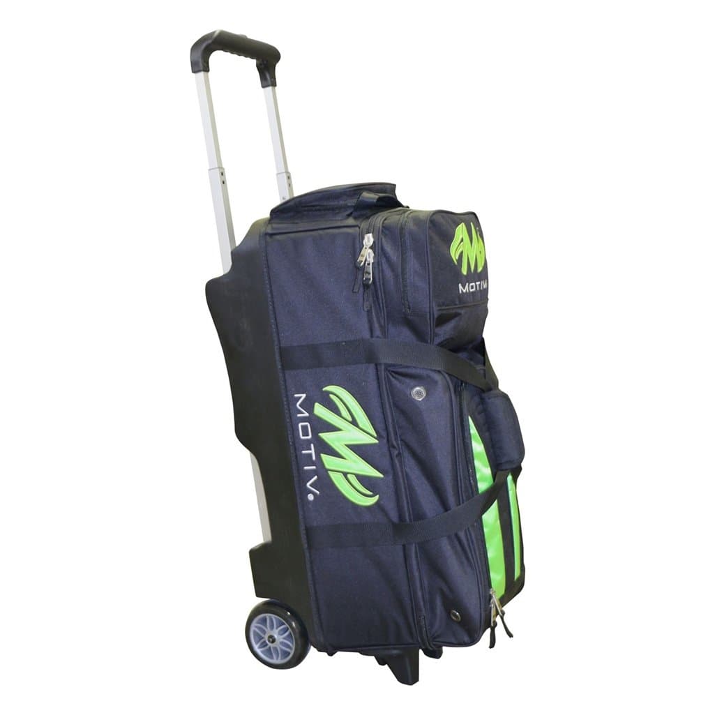 MOTIV Deluxe Triple Roller Bowling Bag- Black/Green ()