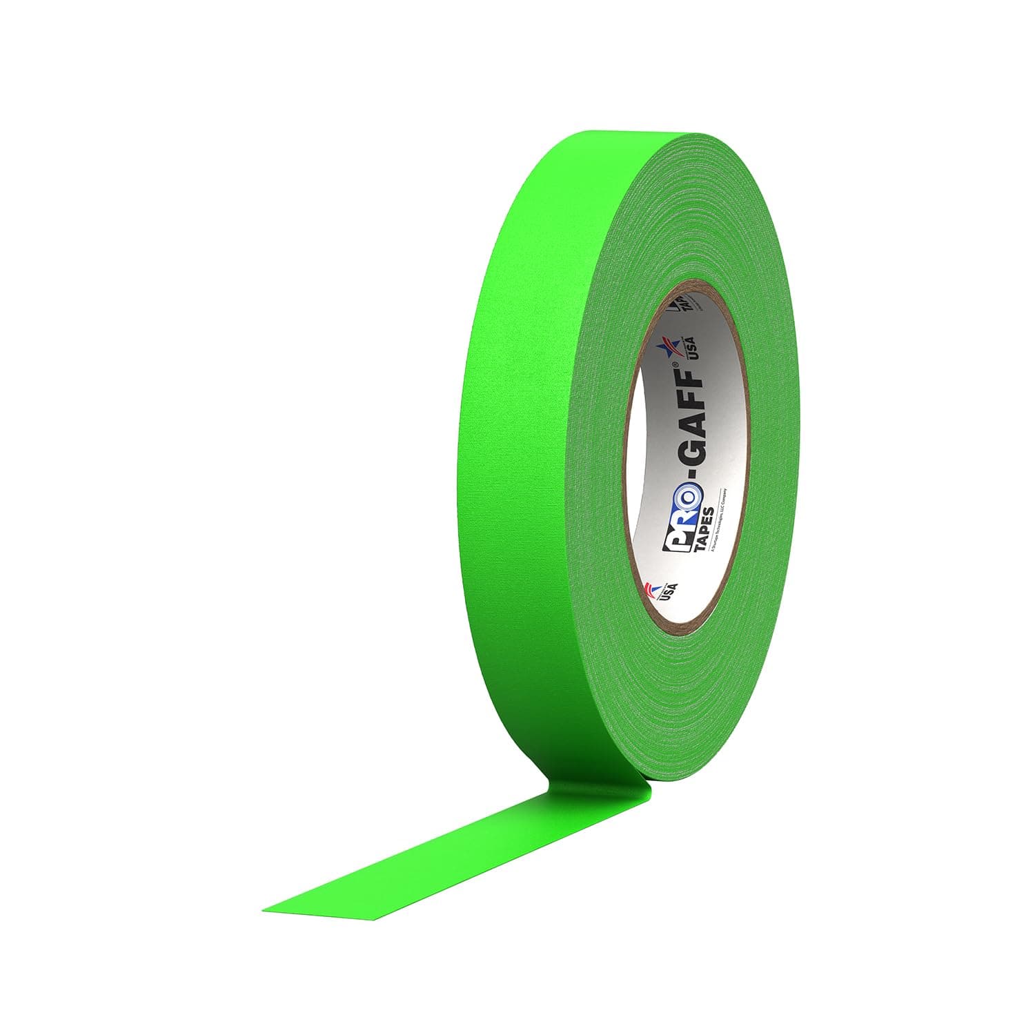 1" Width ProTapes Pro Gaff Premium Matte Cloth Gaffer's Tape With Rubber Adhesive, 50 yds Length x, Fluorescent Green (Pack of 1)