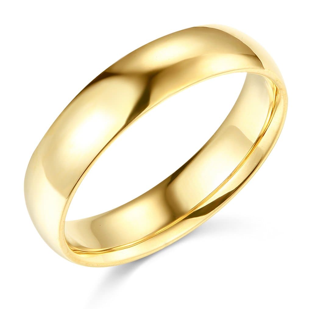 14k Yellow or White Gold 5mm Comfort FIT Plain Wedding Band