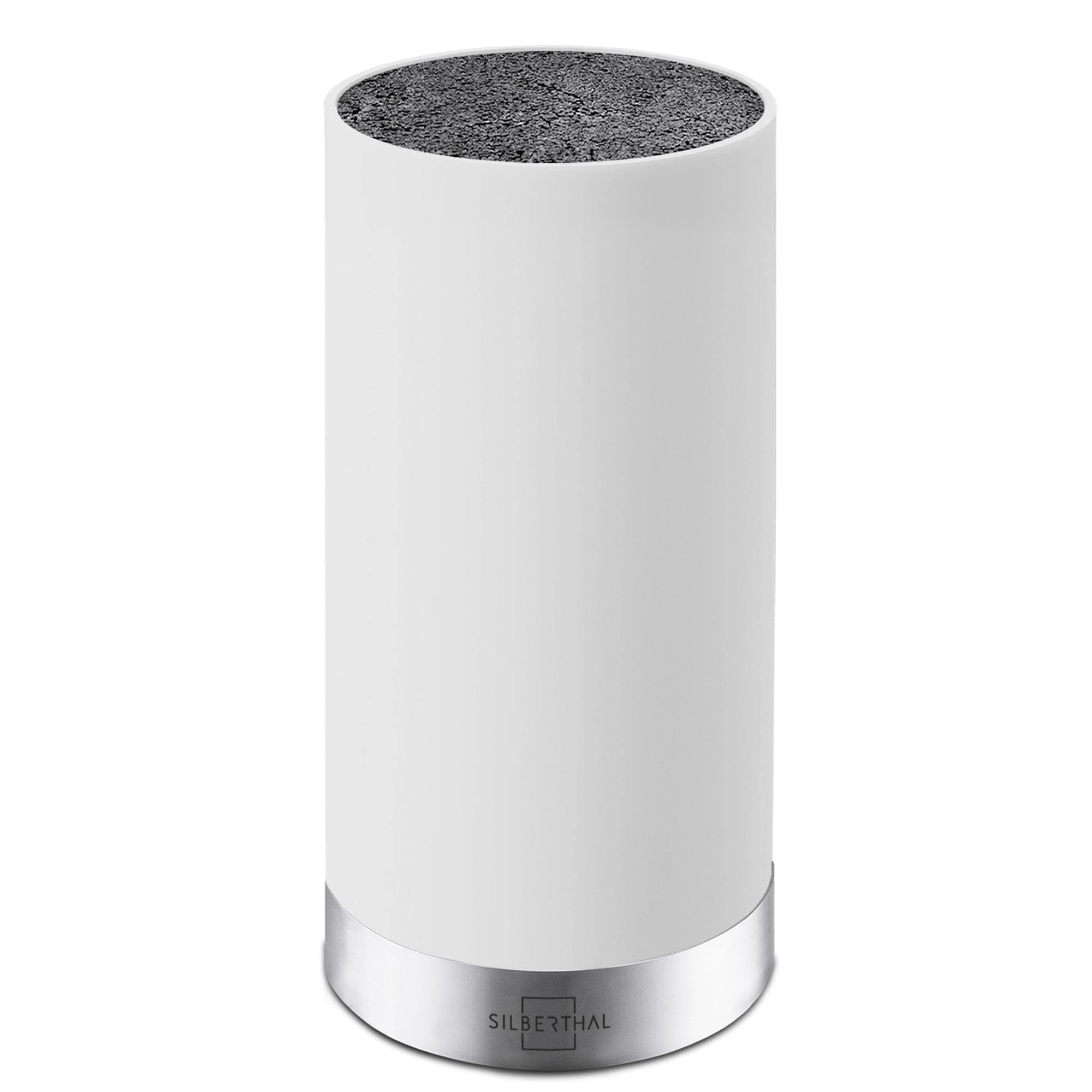 Universal Knife Block Without Knives 22 x 11cm - Space Saver for up to 10 Knives Holder - Removable Bristle Fibre - Sturdy 1,2kg - White