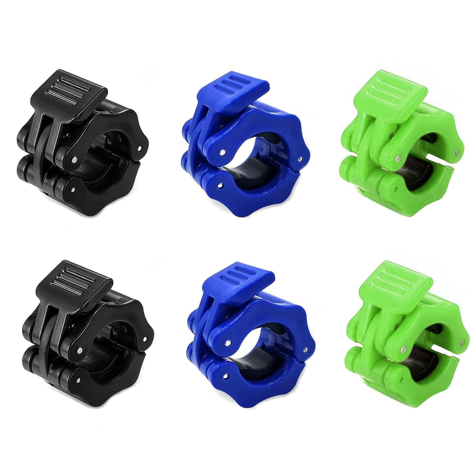 6 PCS Barbell Clips, 1 Inch/2.5CM Non-Slip Quick Release Barbell Collars Weight Bar Clamps Clips Weightlifting Training Locks Clamp (3 colors)