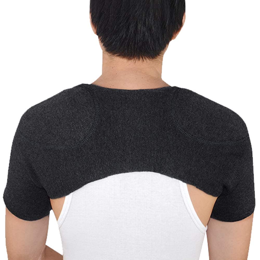 Knit Cashmere Double Shoulder Support Brace Winter Warm Shoulder Strap Guard Pain Relief Stability Compression Sleeve Wrap Thermal Self-Warming Shoulder Pad Protector Home Office Rotator Cuff Brace