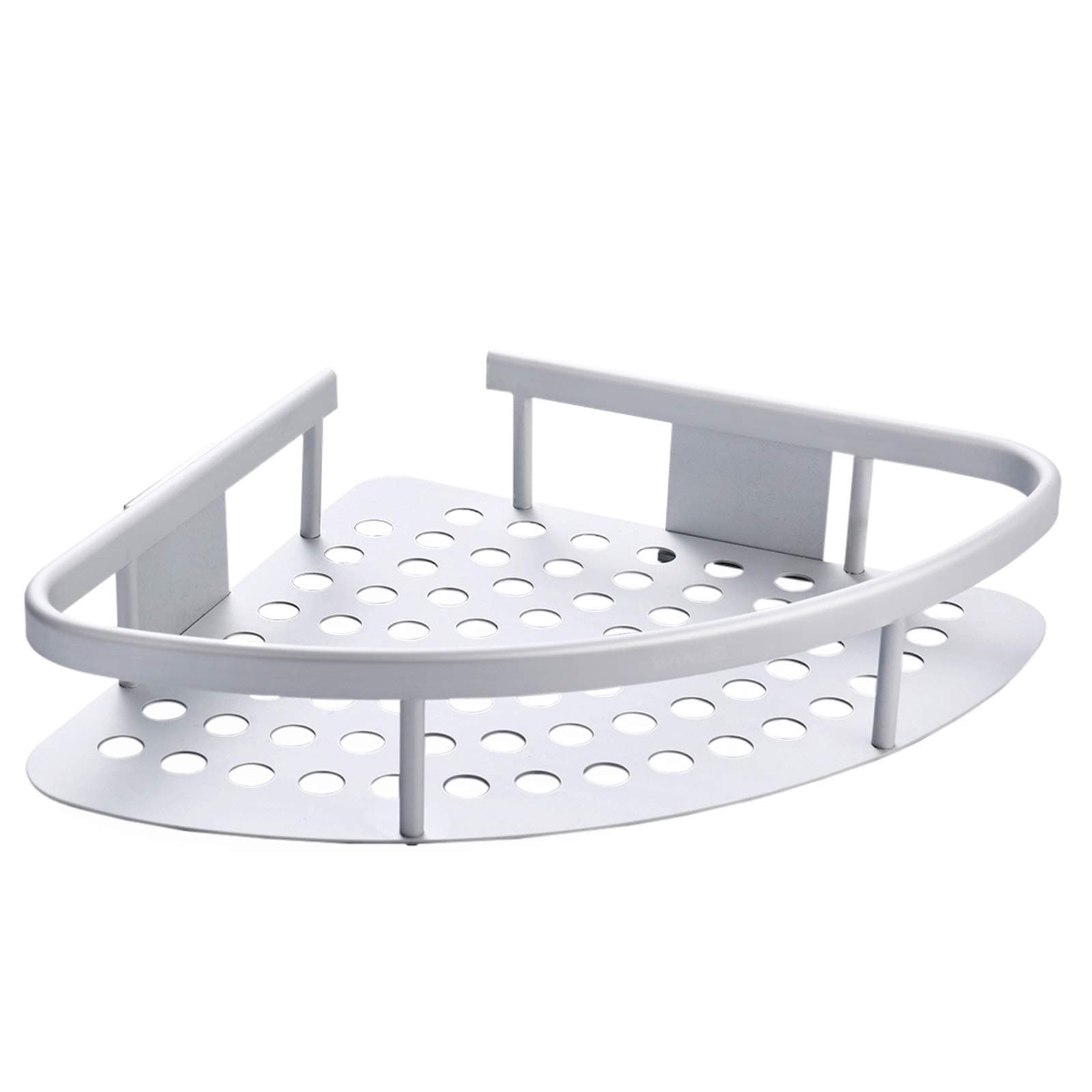 Wangel Shower Storage Corner Basket Shelf for Bathroom and Kitchen, Patented Glue + Self-Adhesive, Aluminium, Oxidized Finish, Shelf