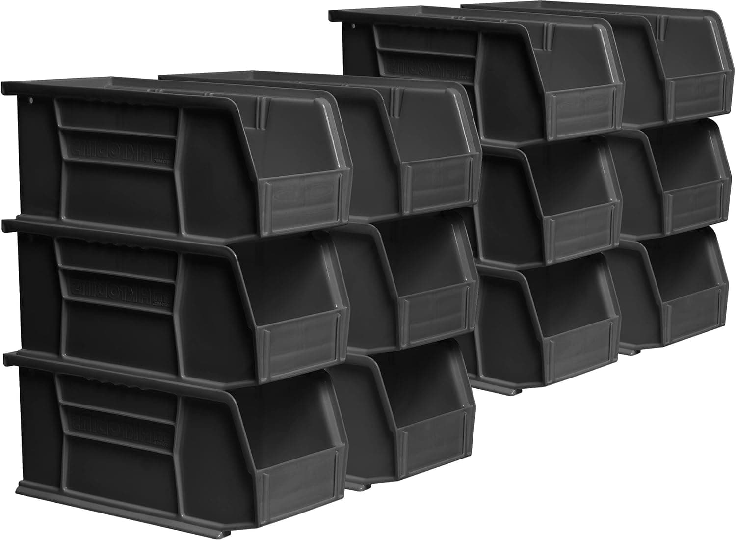 30230 AkroBins Plastic Storage Bins, Space-Saving Stackable Bins for Garage, Pantry, Craft Organization, 11" x 5" x 5", Black, 12-Pack