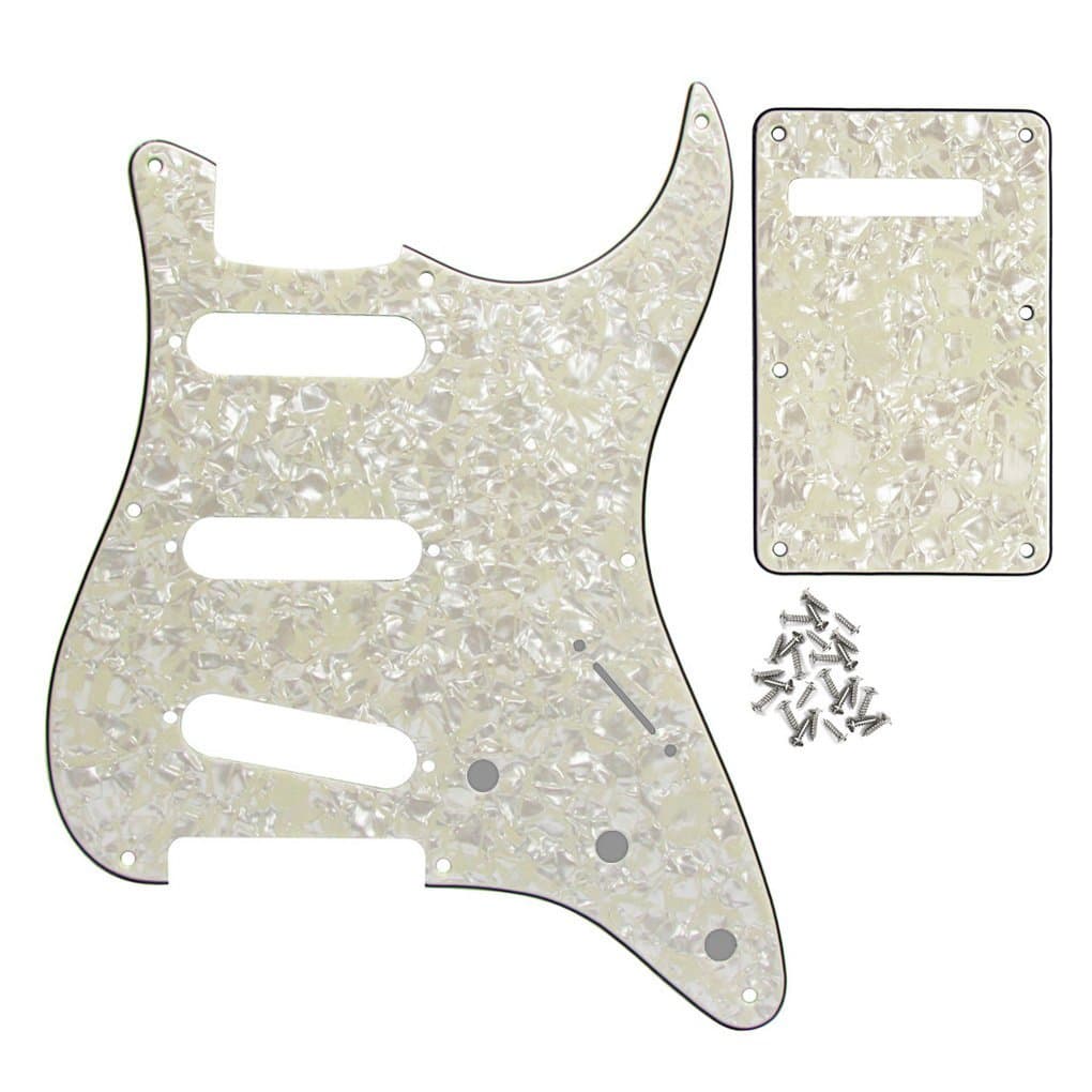 8 Hole Vintage ST Pickguard Guitar Back Plate with Screw for Vintage ST Style Guitar Parts, 4Ply Aged Pearl