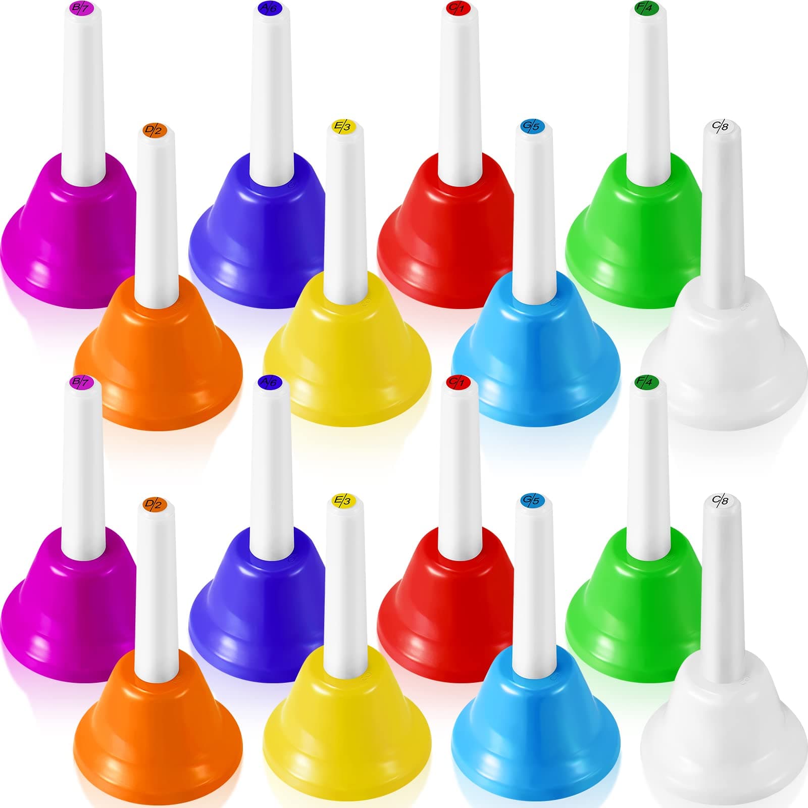 16 Pcs 8 Note Hand Bells Set Musical Handbells for Kids Colorful Diatonic Metal Bells Musical Toy Percussion for Kids Toddlers Children Musical Teaching Church Chorus Wedding Family Christmas Party