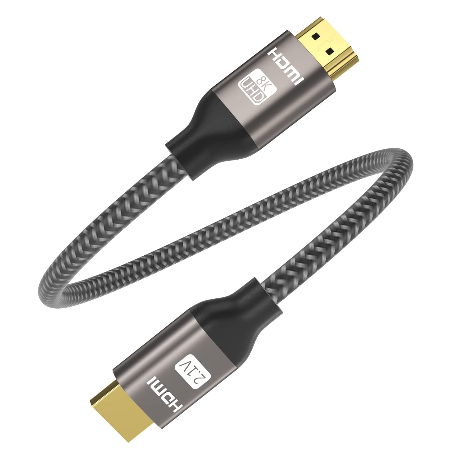 Yinker 8K HDMI Cable - 1.6ft/2pack, 8K@60Hz 4K@120Hz HDMI 2.1 Braided Cord, Supports 48Gbps, HDCP 2.2, HDR 10 for Laptop Computer Monitor