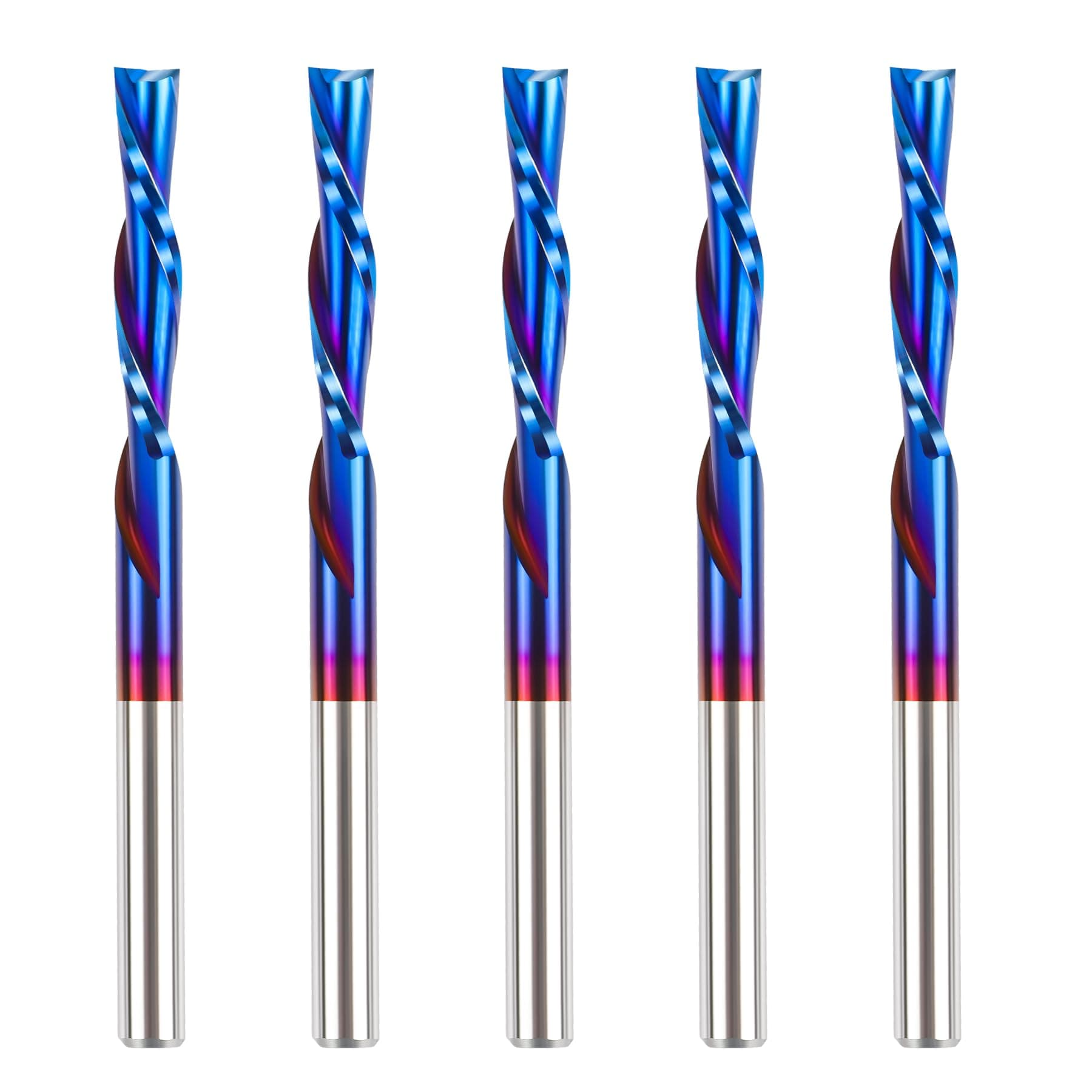 HQMaster Downcut Bit 1/8" Shank Down Cut Spiral CNC Router Bits End Mill Tungsten Carbide Milling Cutter Set 5 Pack (1/8" Cutting Diameter)