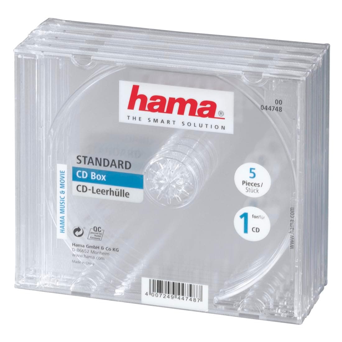 Hama 5 Jewel CD Cases (pack of 5) | Protective CD Sleeves | Transparent