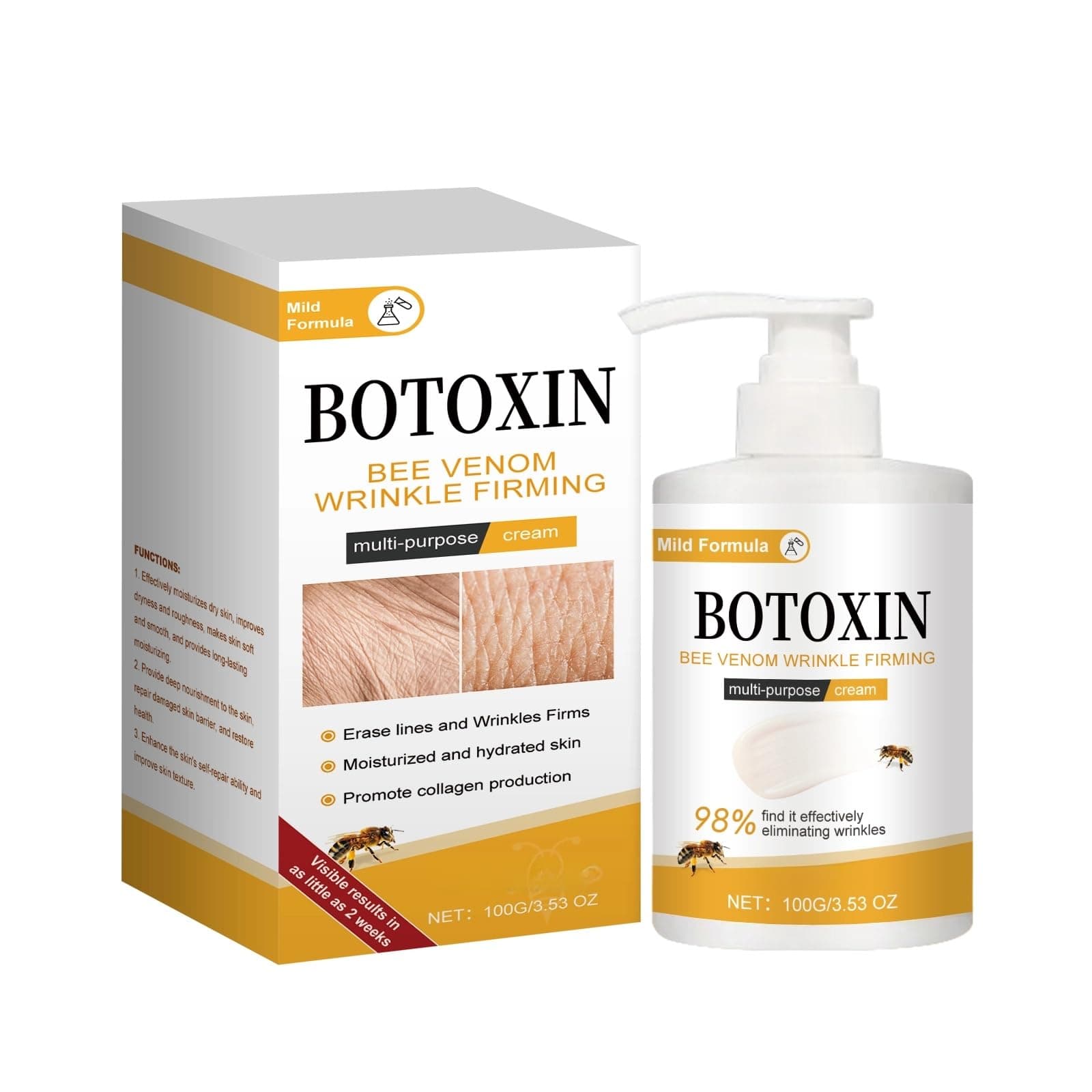 Bee Venom Wrinkle Firming Multi-Purpose Cream, Bee Venom Wrinkle Removal Cream, Moisturizing & Lifting, Anti-Aging Skin Treatment