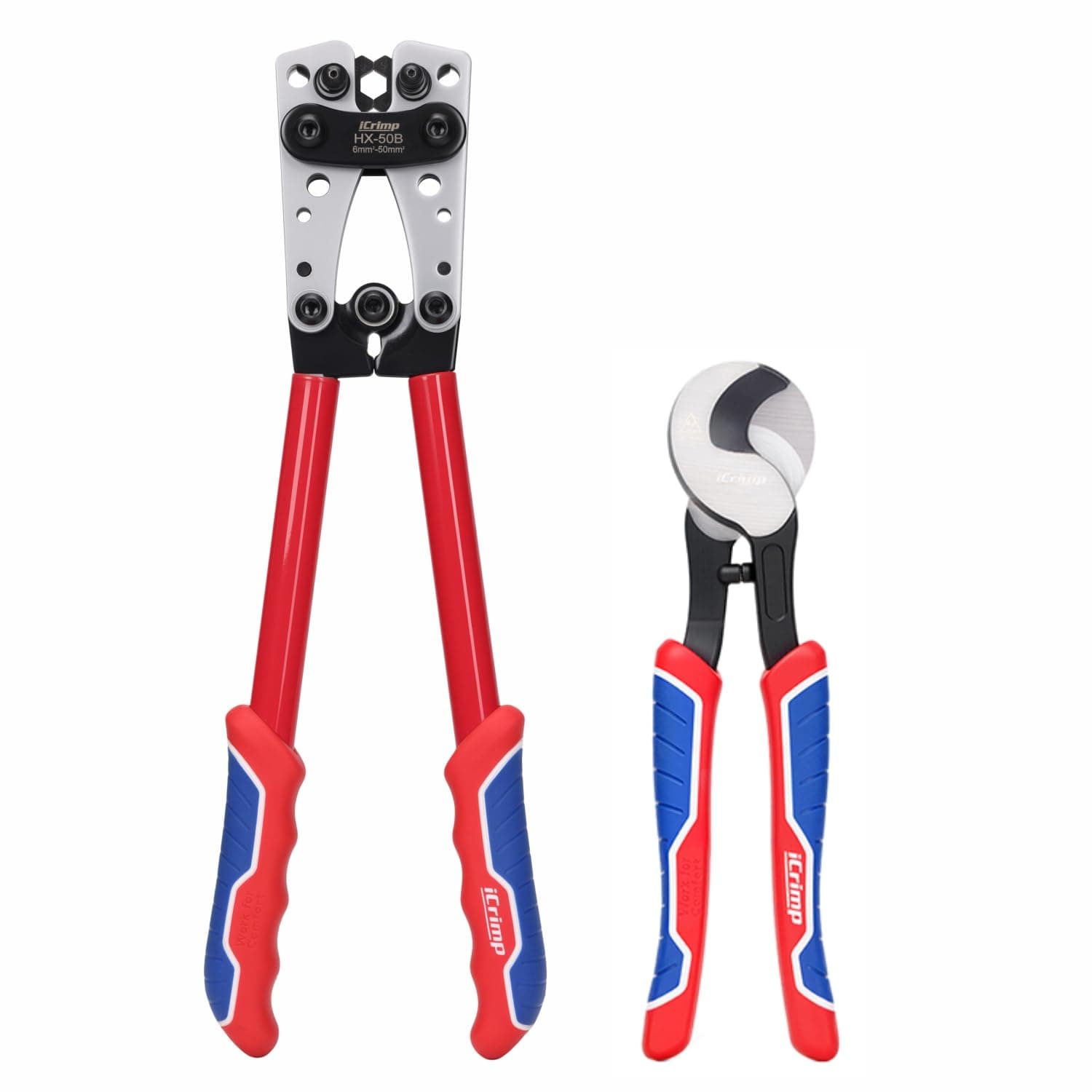 iCrimp Battery Cable Lug Crimping Tool for 8, 6, 4, 2, 1, 1/0 AWG Heavy Duty Wire Lugs, Battery Terminal, Copper Lugs with Wire Shear Cutter