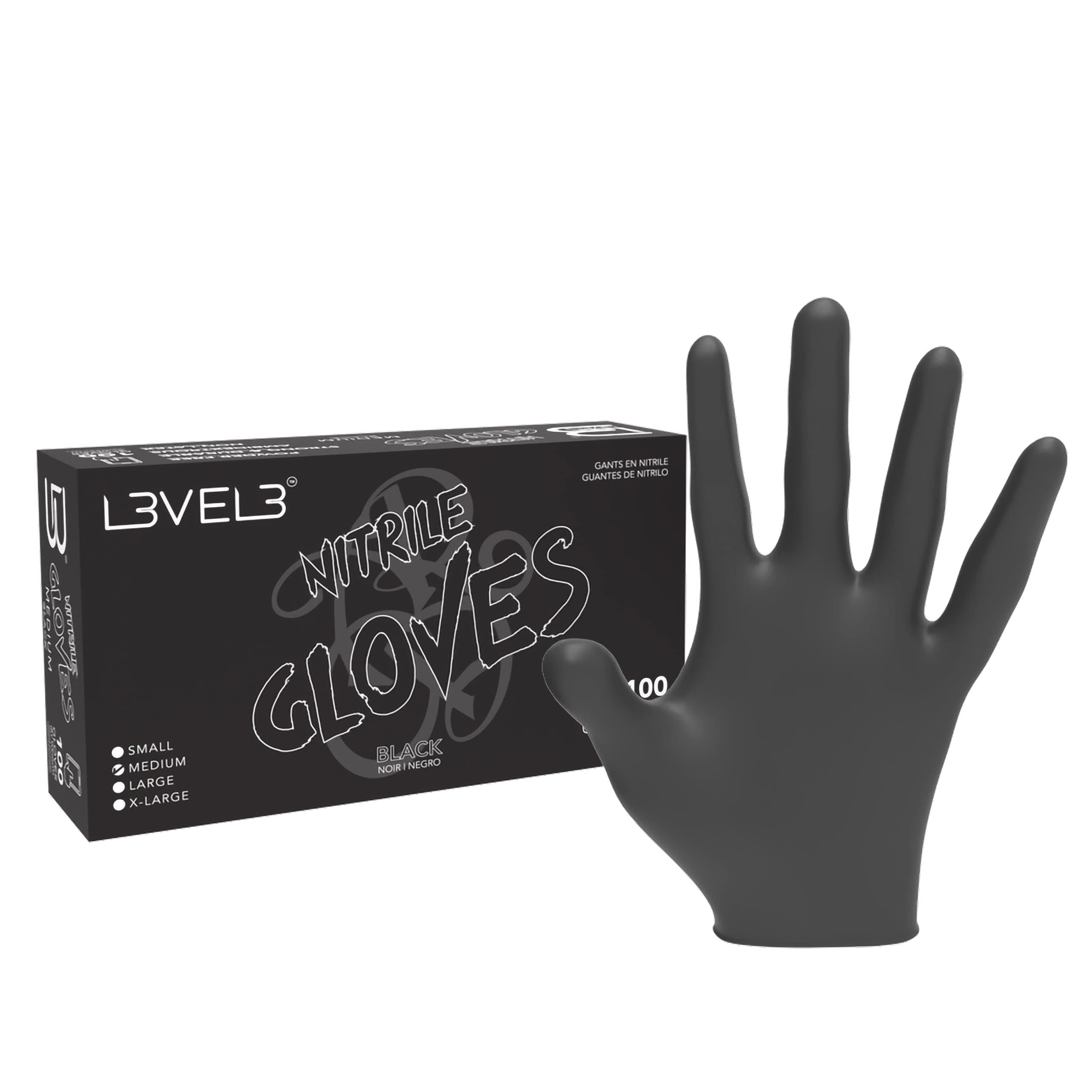 L3VEL3 Nitrile Gloves Liners Unisex, Black, M