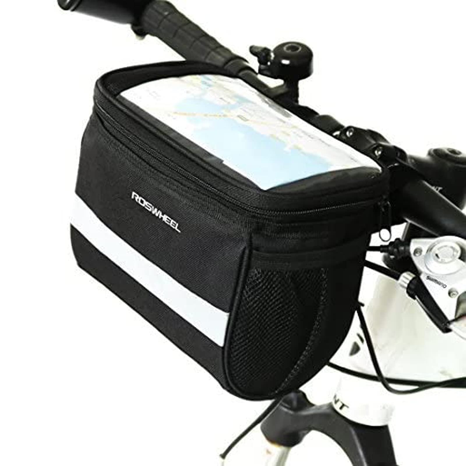 Bike Handlebar Bag Bicycle Front Basket Scooter Bag Insulated Cooler Storage Pouch Road Mountain Cycling Pack Cycling Accessories with TPU Touch Screen & Reflective Stripe