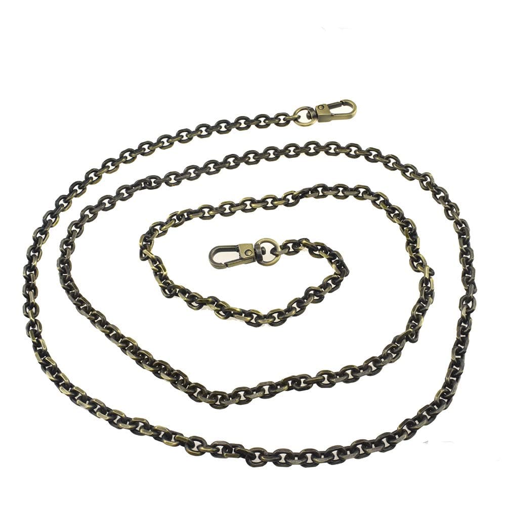 HAHIYO Mini Pochette Purse Chain Strap Thin Wide 6mm for LV Length 51.2 inches Thick 2mm Shiny Bronze for Shoulder Cross Body Sling Handbag Wallet Clutch Comfortable Flat Metal Strap 1 Pack