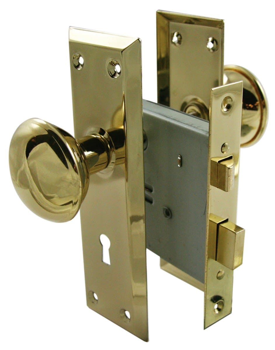Ultra Security 44609 Old Time Mortise Lock with Skeleton Key, Brass-Plated Finish, Replaces Most Mortise Interior Locks from the Early 1900’s