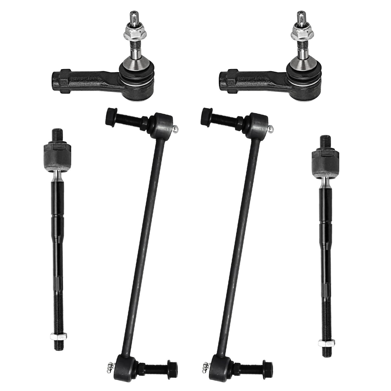 Detroit Axle - Front 6pc Tie Rods Sway Bars for 2011-2019 Ford Explorer 2013-2019 Police Interceptor Utility, 4 Inner Outer Tie Rod Ends 2 Sway Bar Links 2014 2015 2016 2017 2018 Replacement
