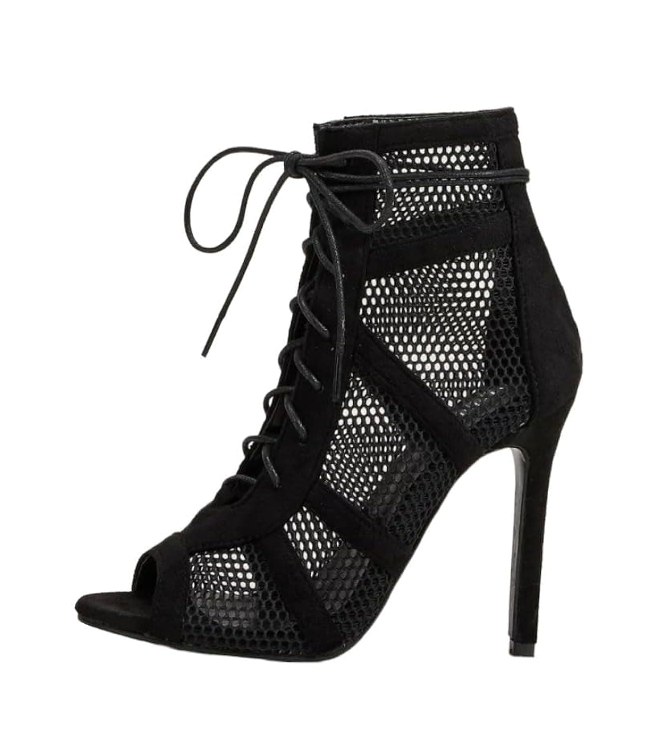 Women Dancing High Heels Shoes Basic Open To Lace-Up Front Mesh Stiletto for Dance Class Highheels Latin